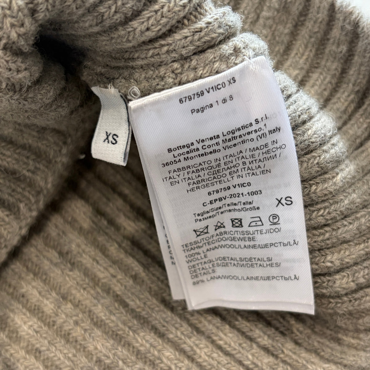 Bottega Veneta grey ribbed wool turtleneck sweater/vest Size XS RRP £1300