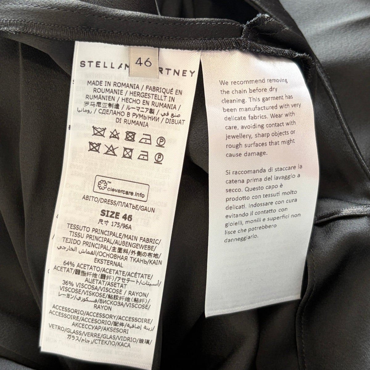 Stella mcartney black dress UK 14 RRP £2100