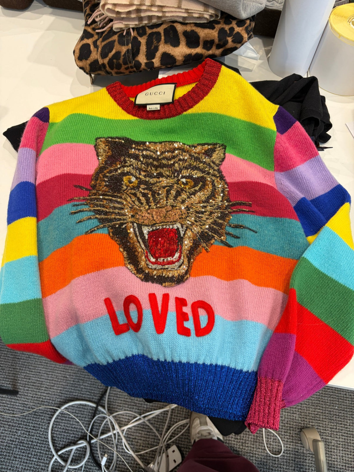 Gucci Striped Multi Sequin Tiger Loved Knit RRP £800