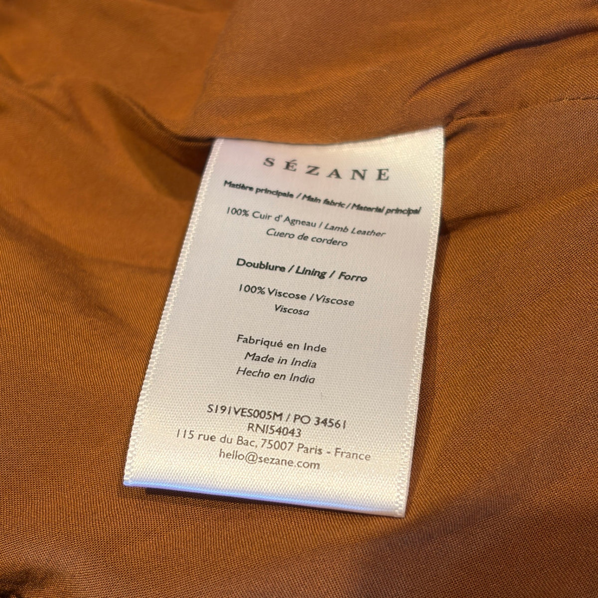 Sezane Zig Jacket Camel Suede RRP £325
