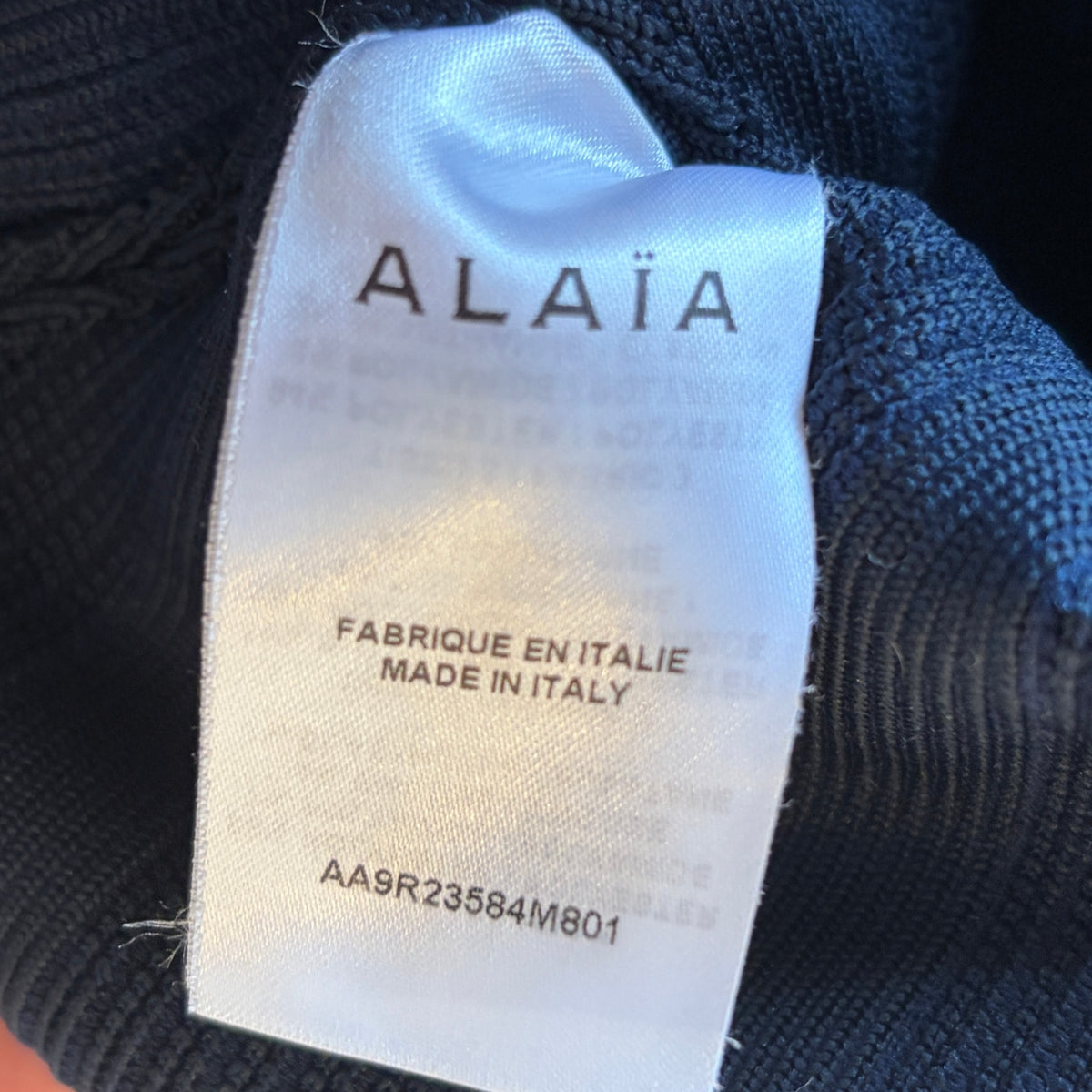 Alaïa Crinoline Ribbed Stretch-Knit Mini Dress Dark Blue (RRP £1900) | Authentic Preloved - Reloved Again