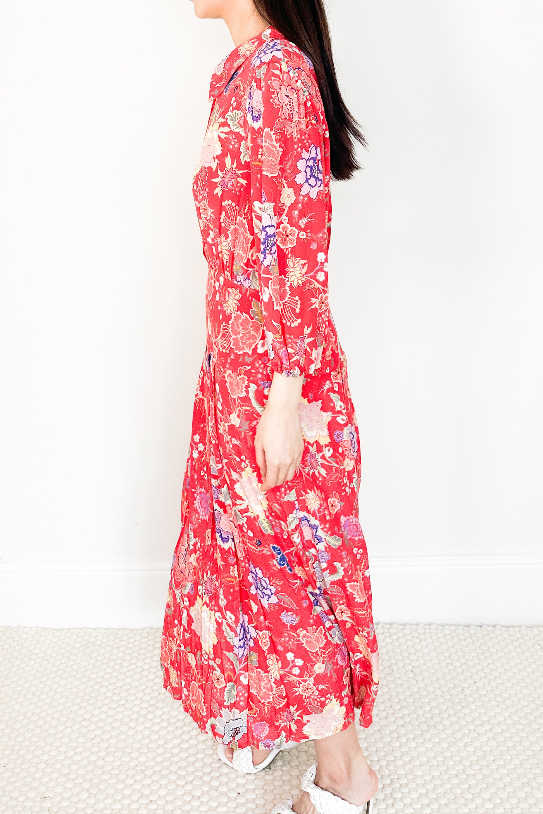 Peony floral coral dress RRP £250