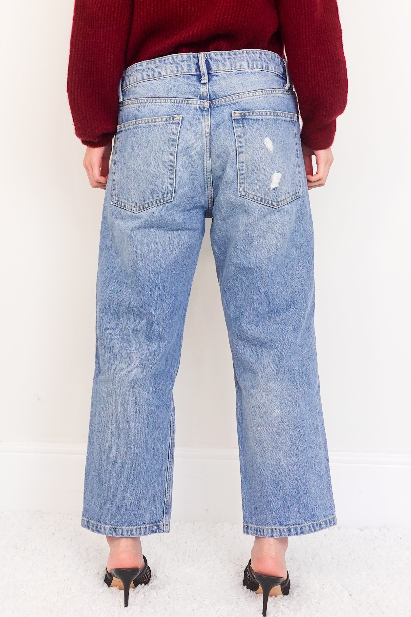 Wide Leg ripped blue jeans RRP