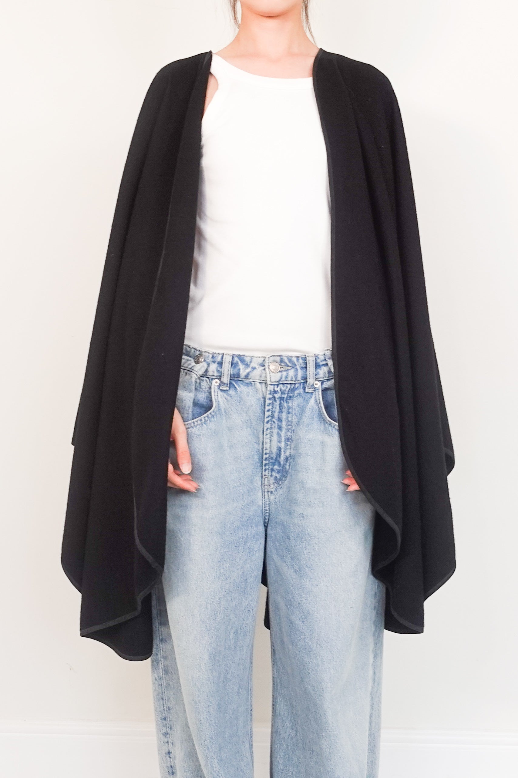 Black cashmere cape