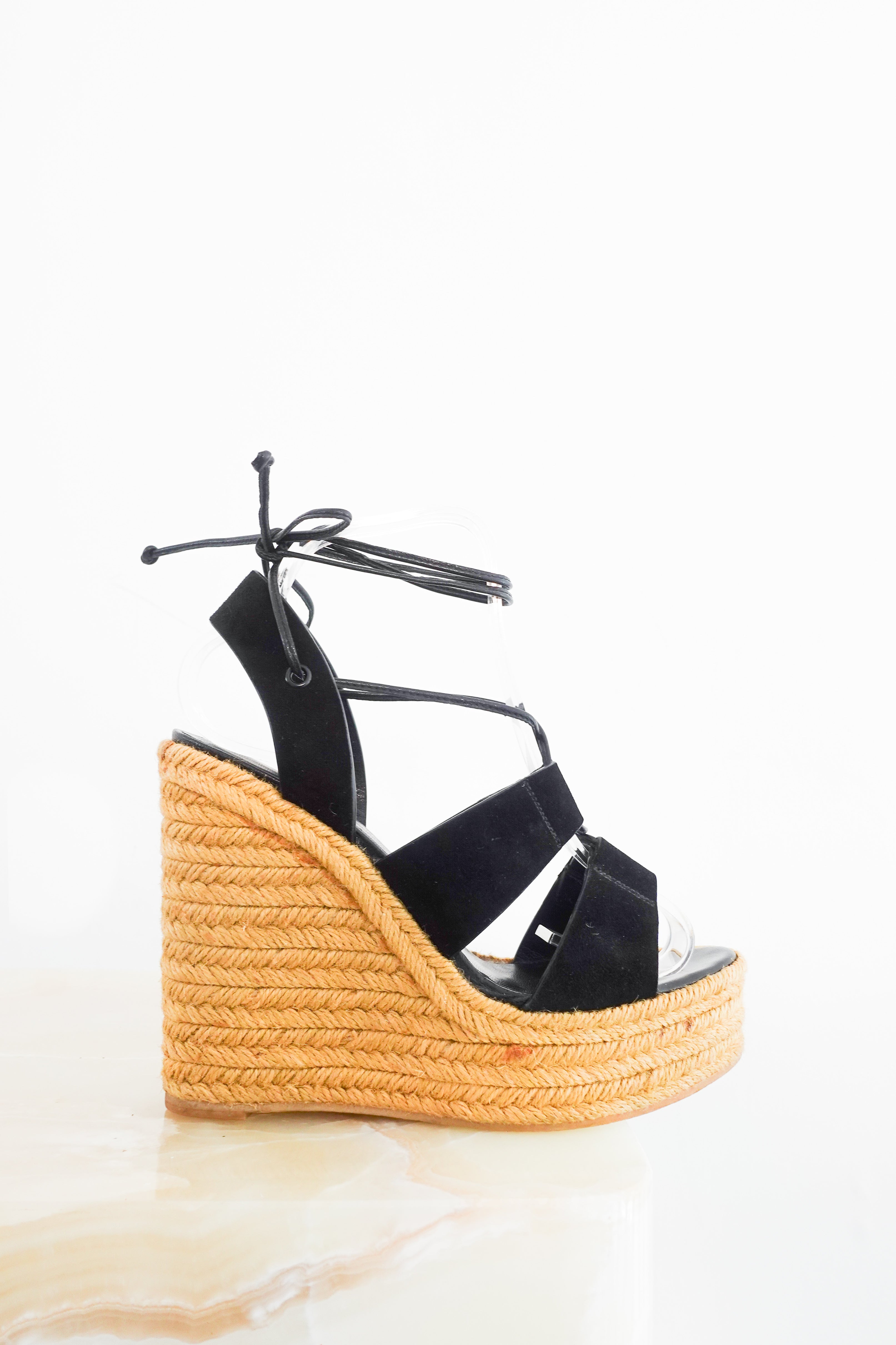 Black suede espadrille sandals