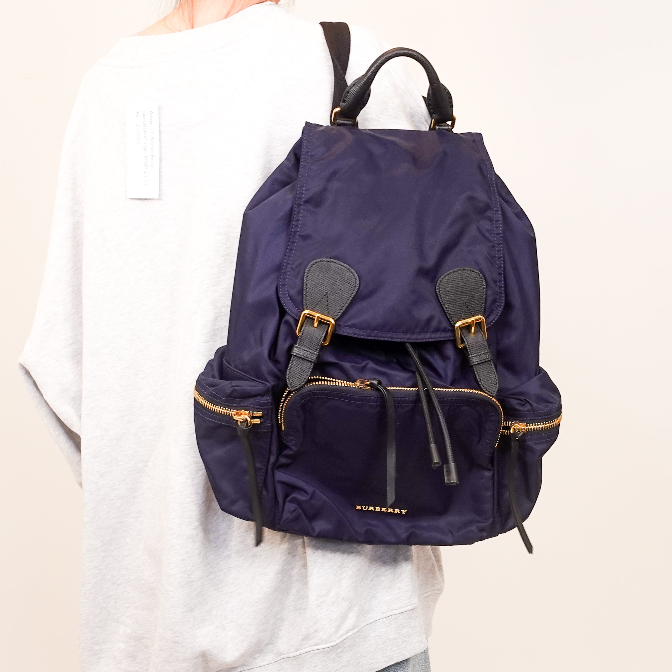 Navy sack backpack RRP £1k