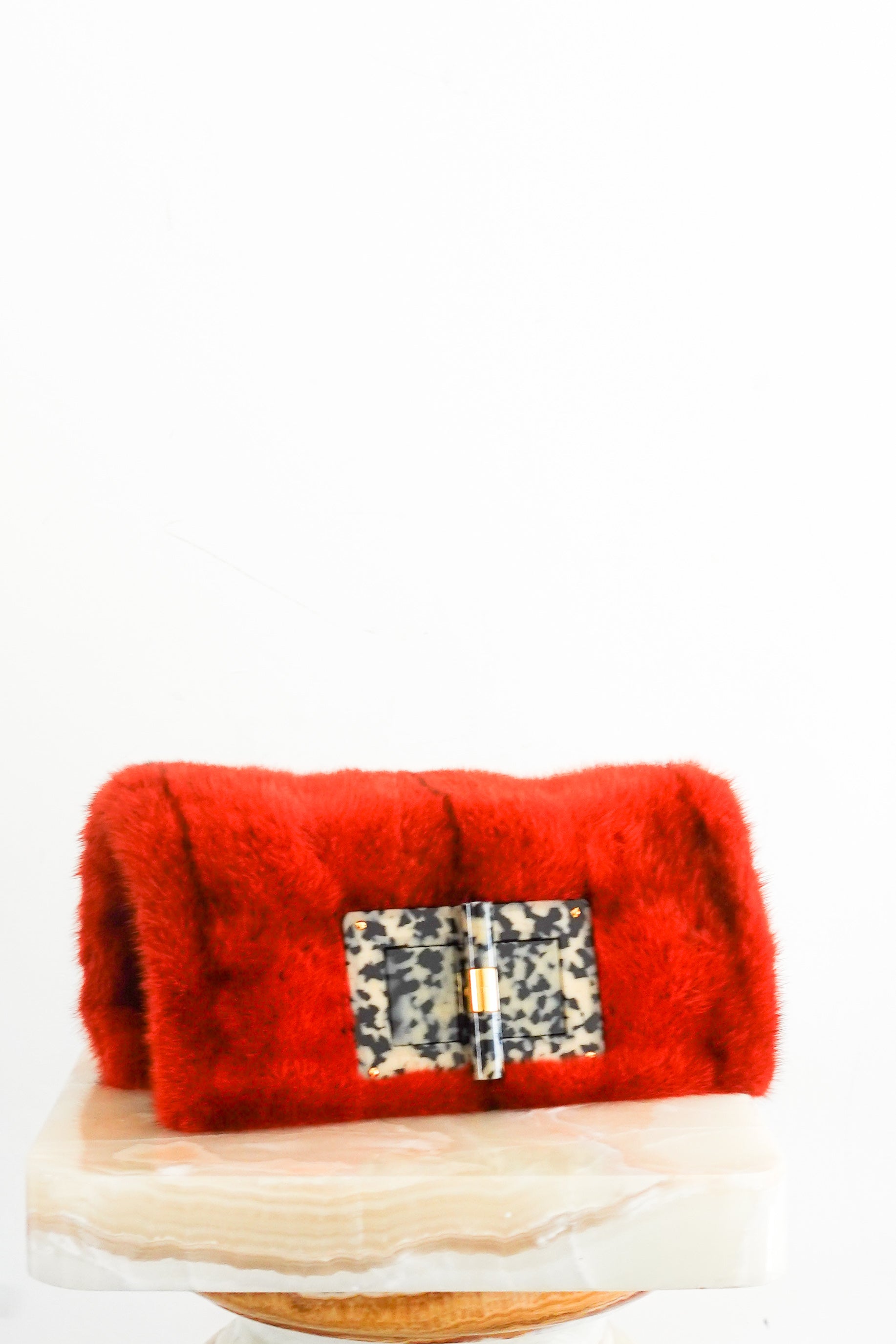 Orange mink clutch RRP £800