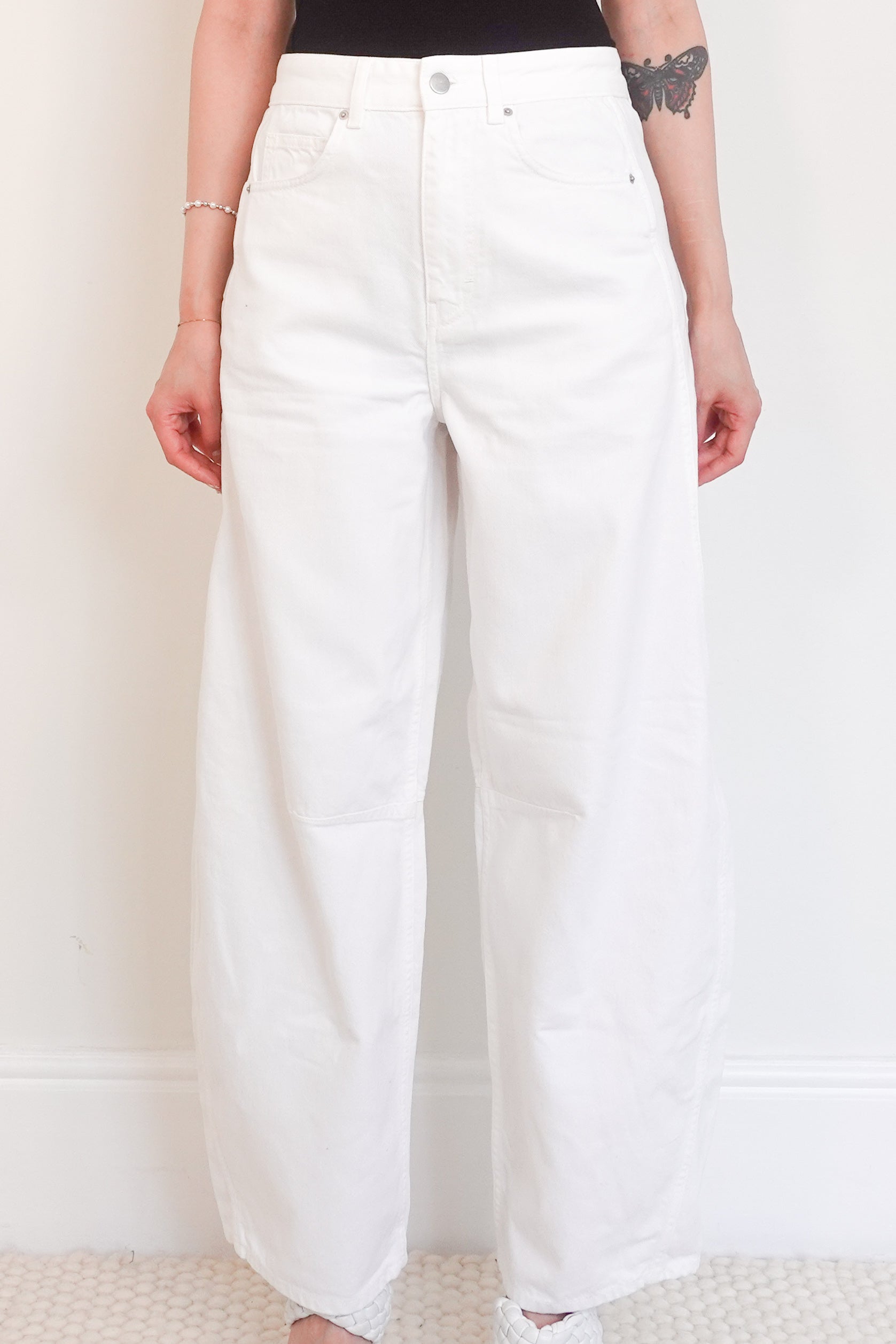 White wide leg jeans