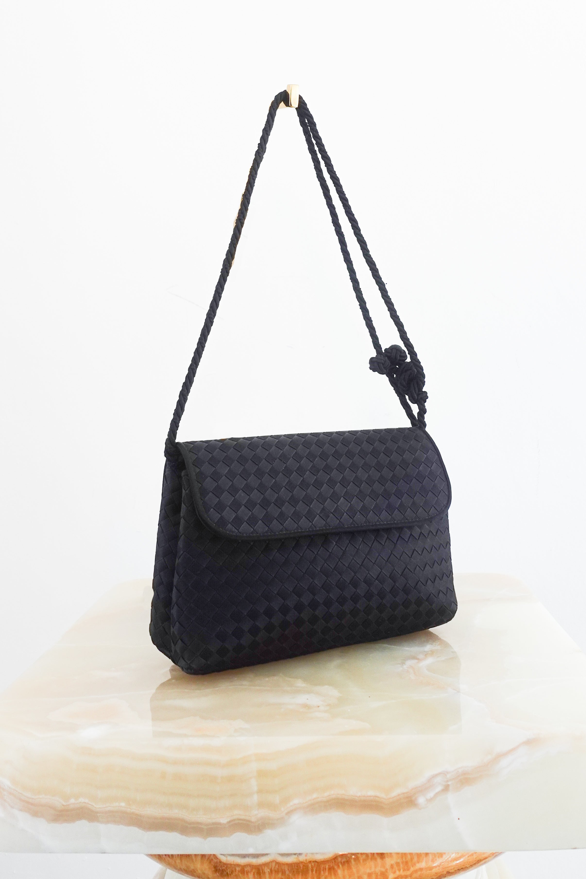 Satin interwoven crossbody bag