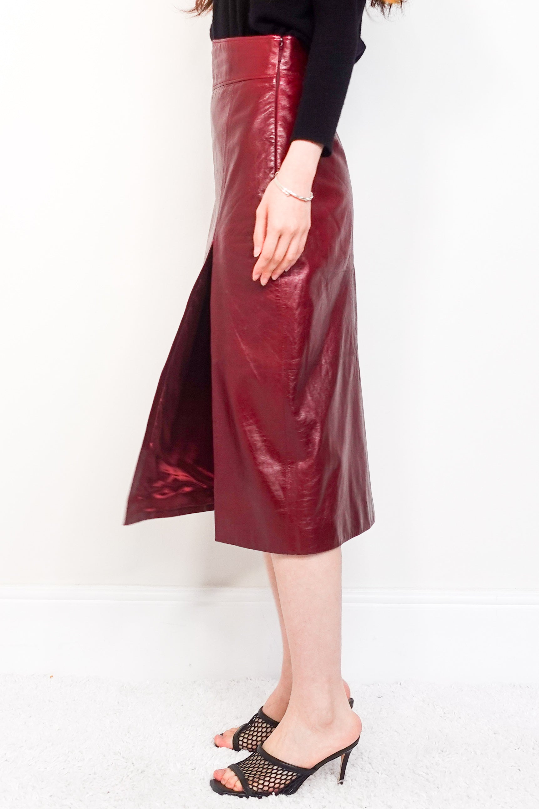 Red leather skirt RRP £1350