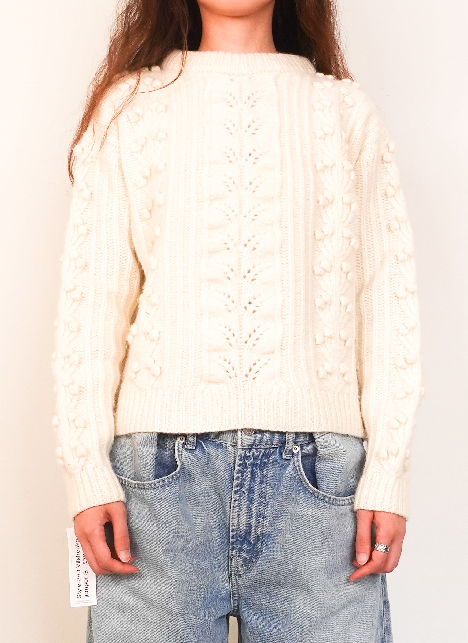 Wool cashmere mix jumper with floral pattern