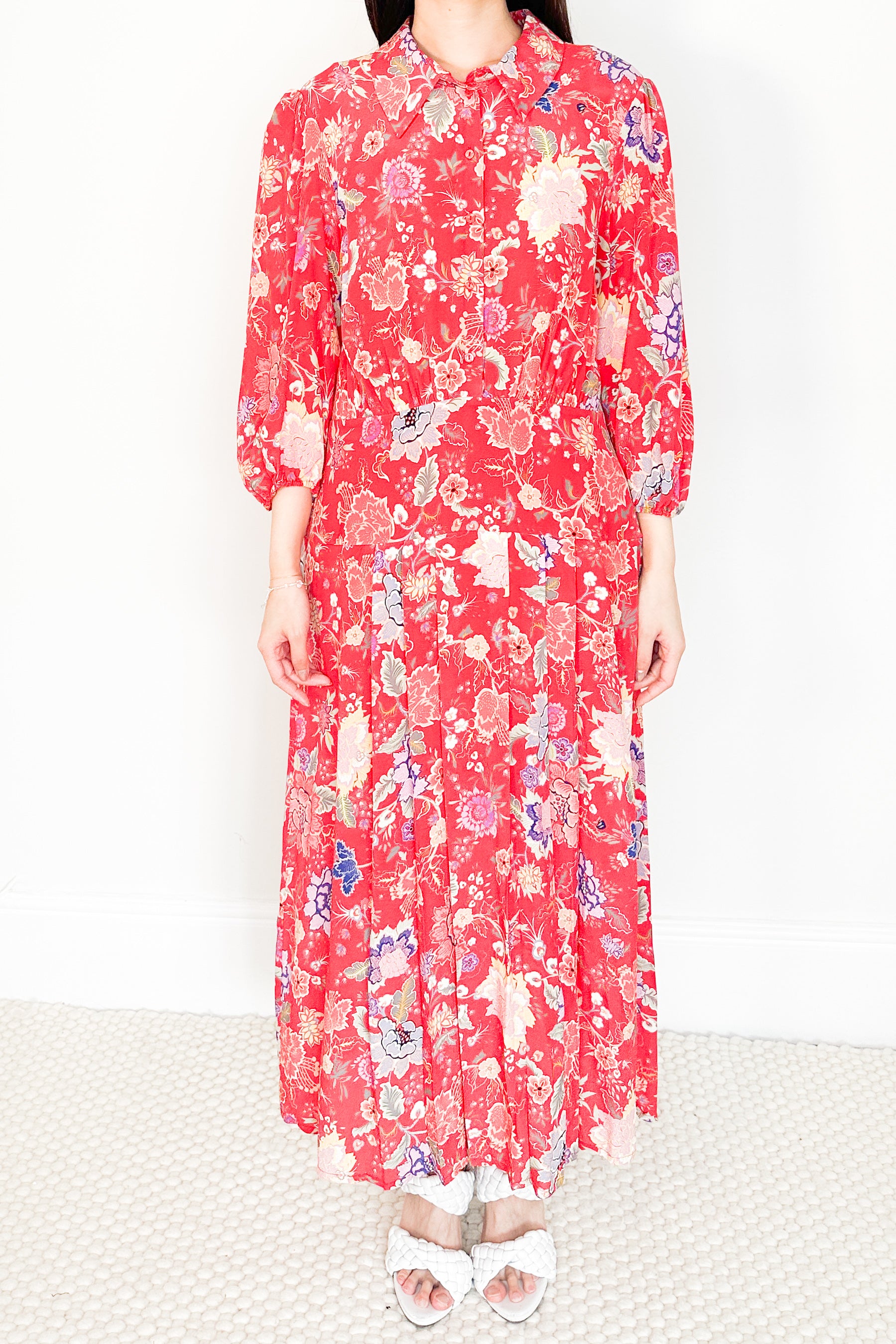 Peony floral coral dress RRP £250