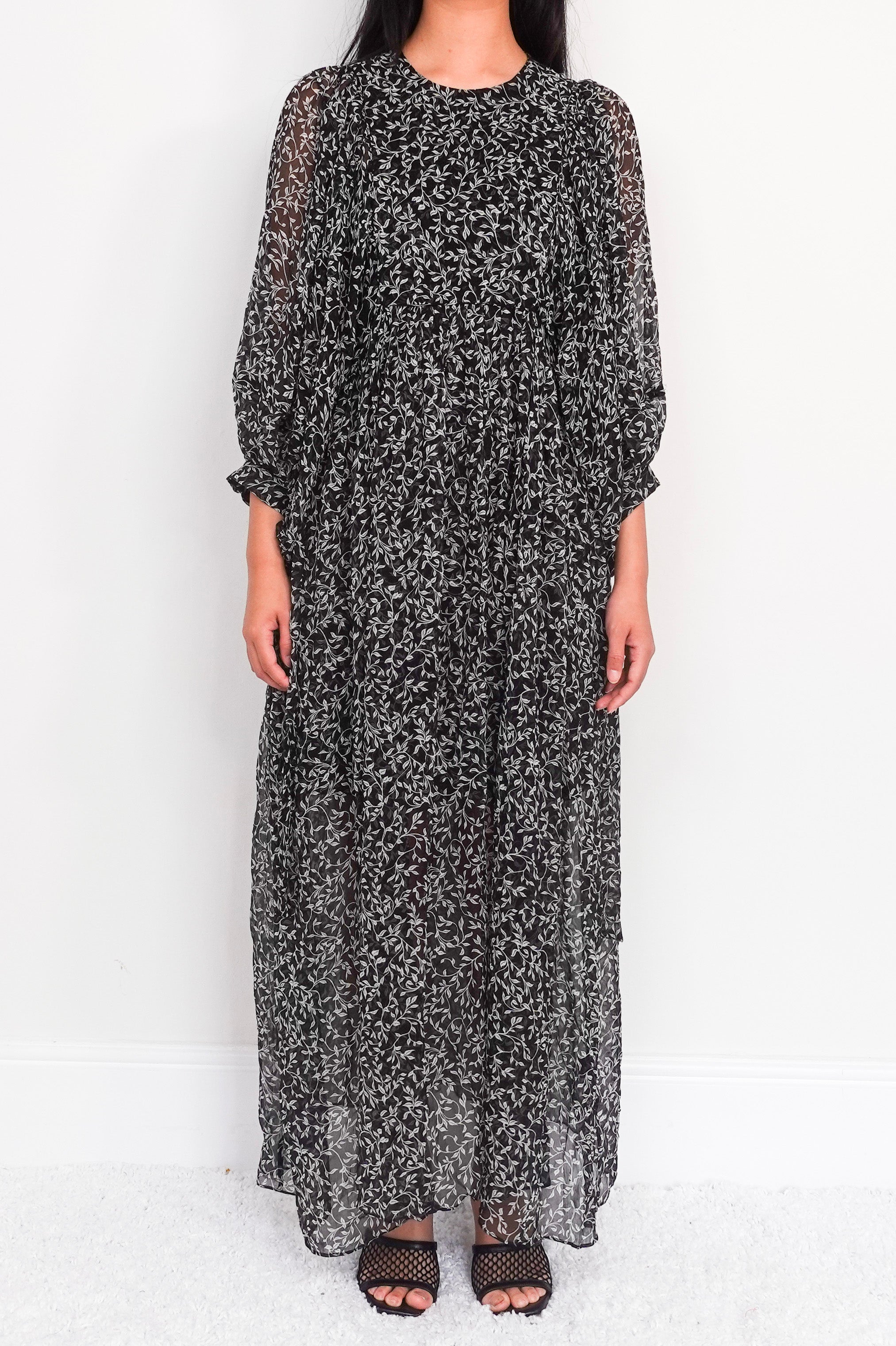 Black balloon-sleeved Maxi Dress RRP £850