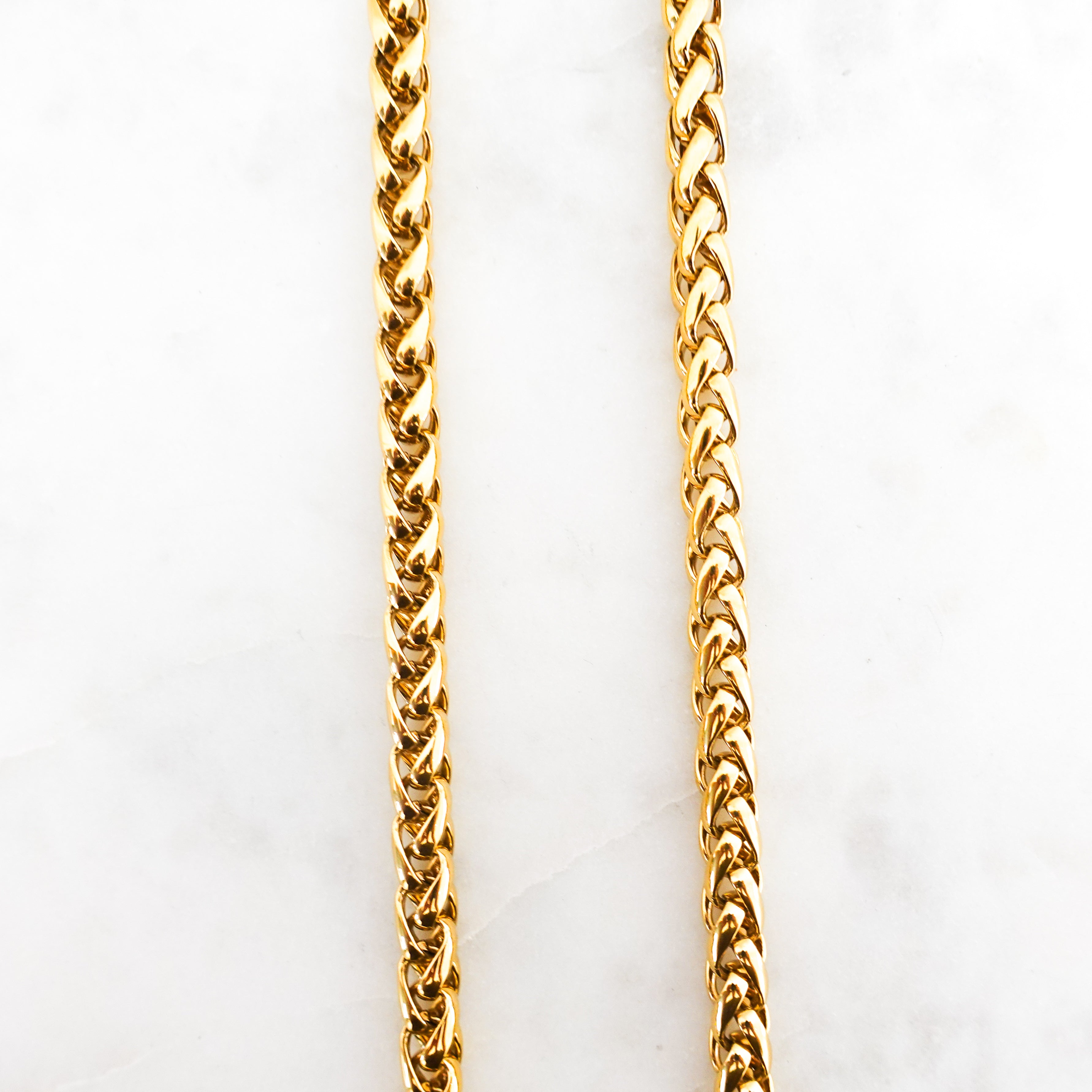 Long gold plated spiga chain