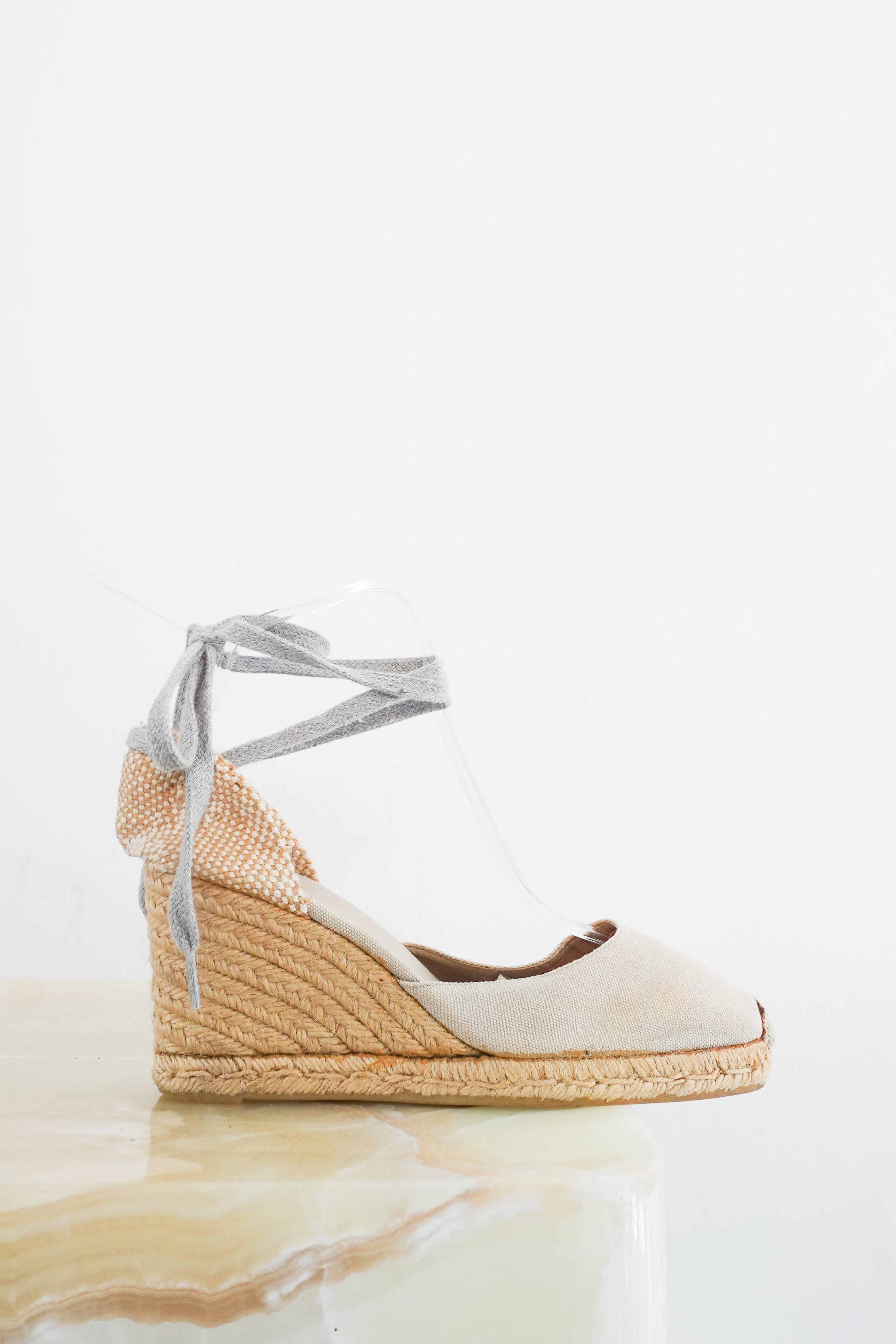 Grey espadrille sandals