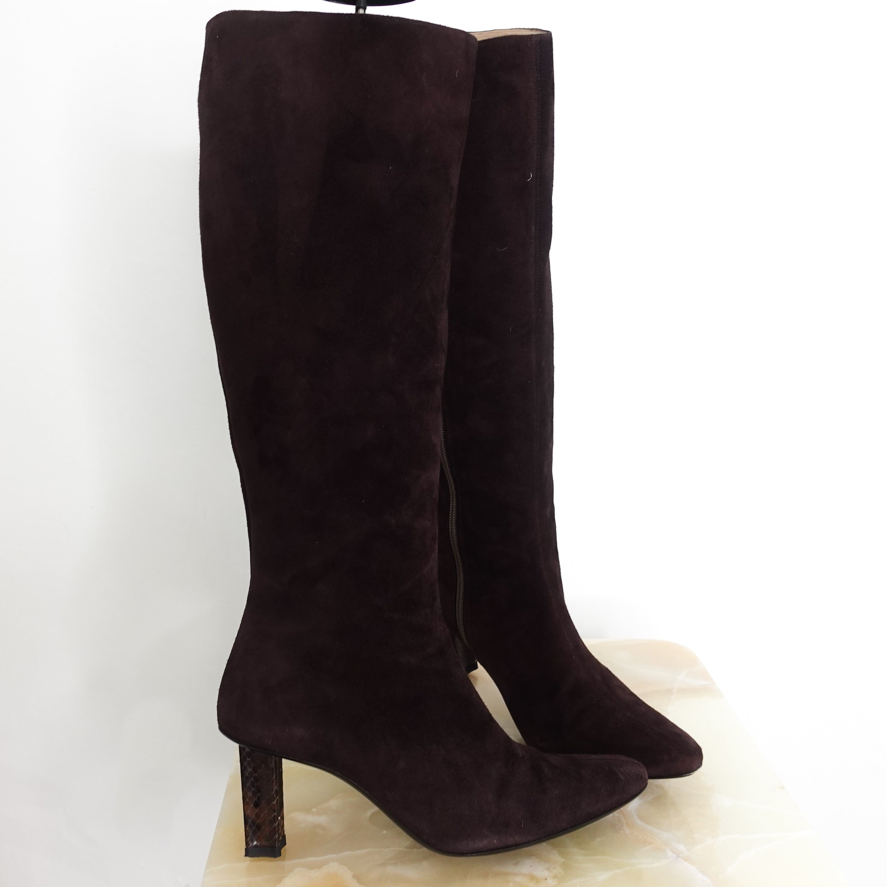 Burgundy suede boots RRP £475