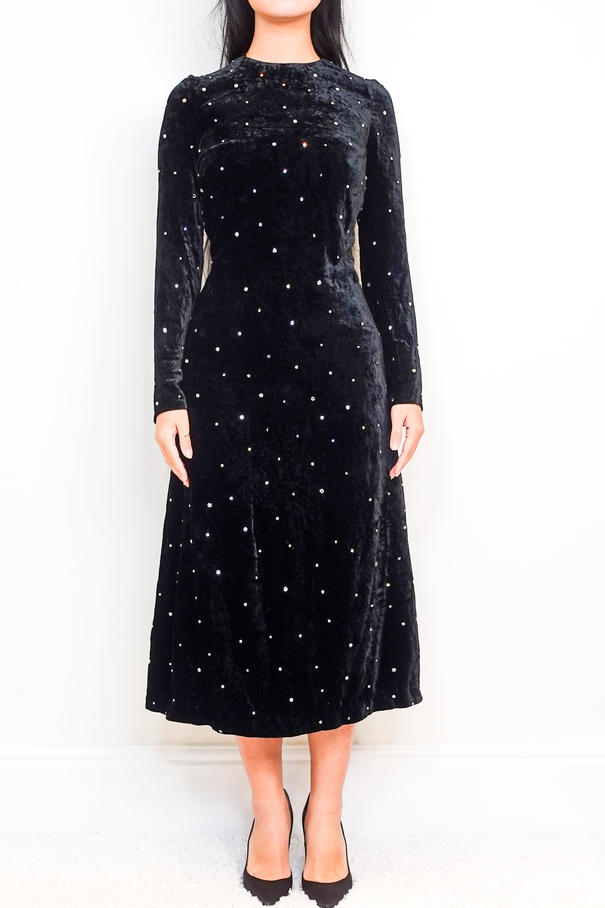 Velvet black maxi dress RRP £1.7K