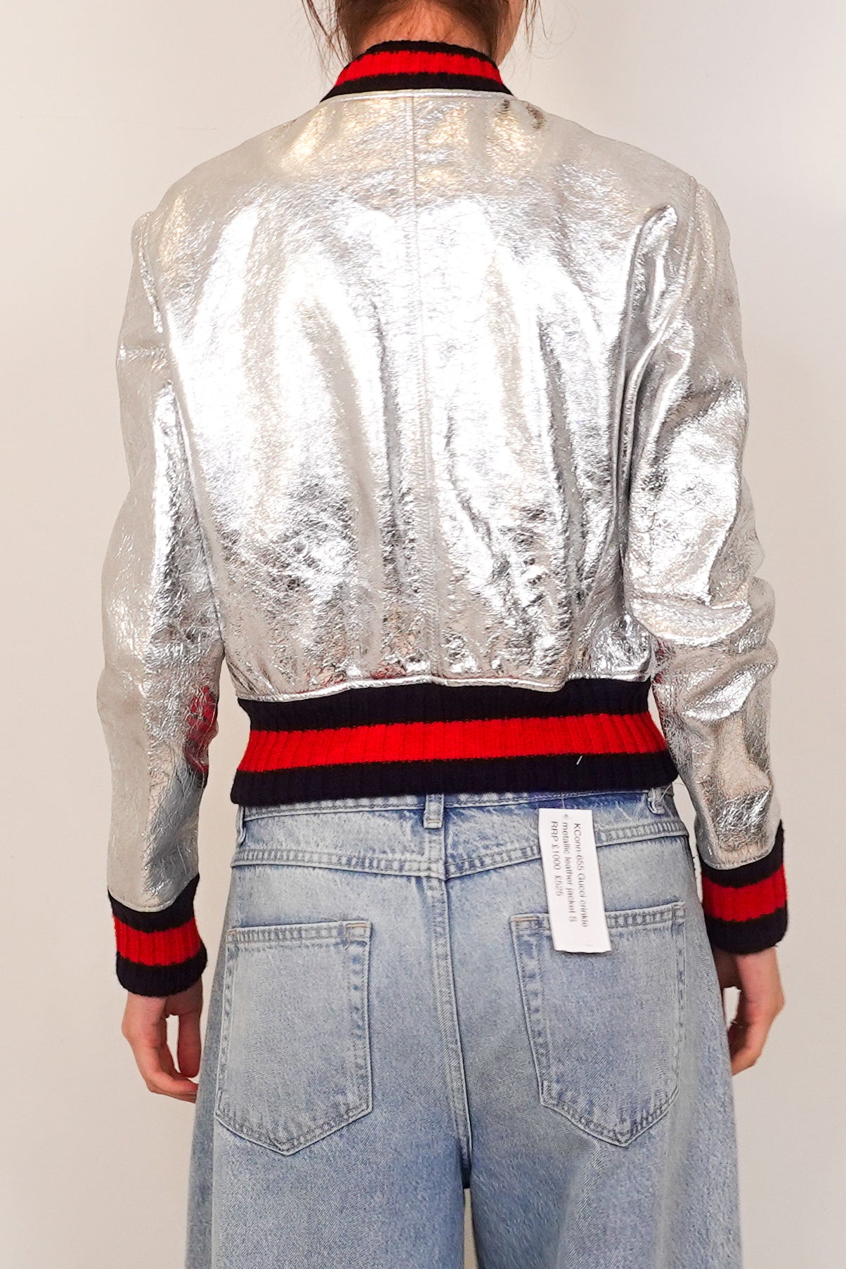 Crinkle metallic leather bomber RRP £1.5K