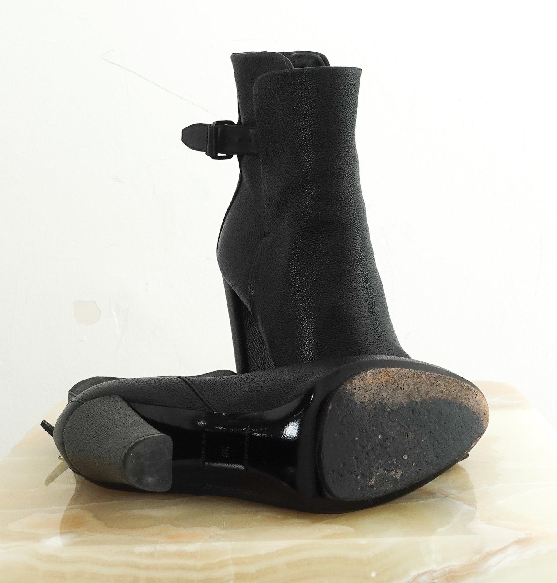 Black leather heeled boots RRP £225