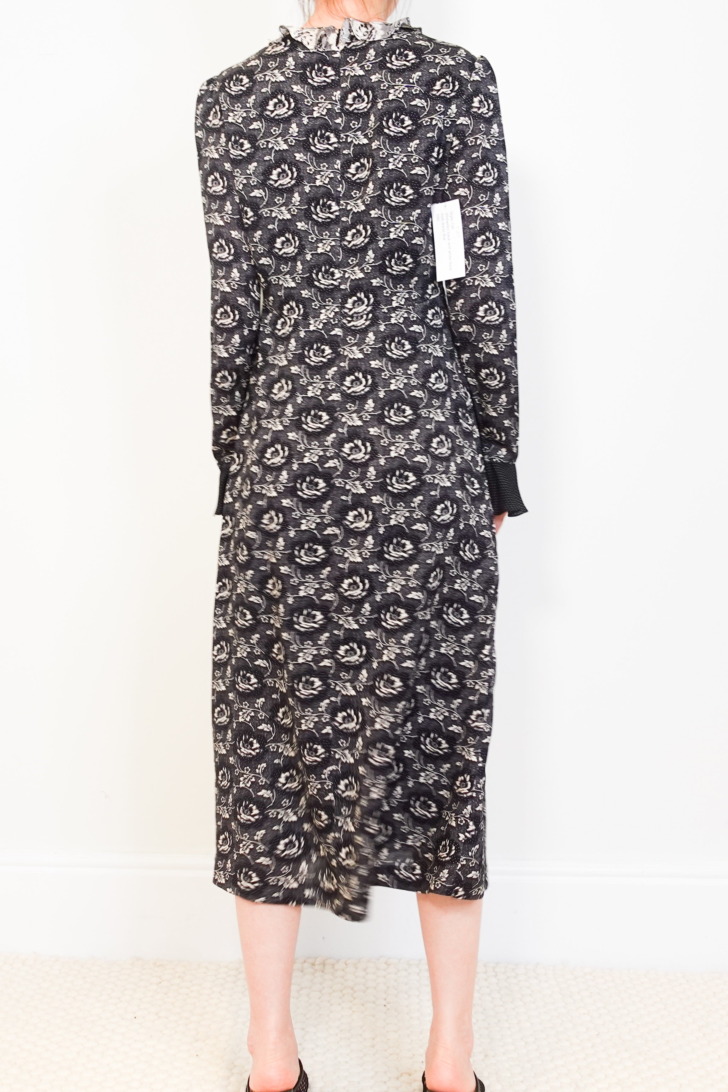 Black and white floral midi dress RRP £750