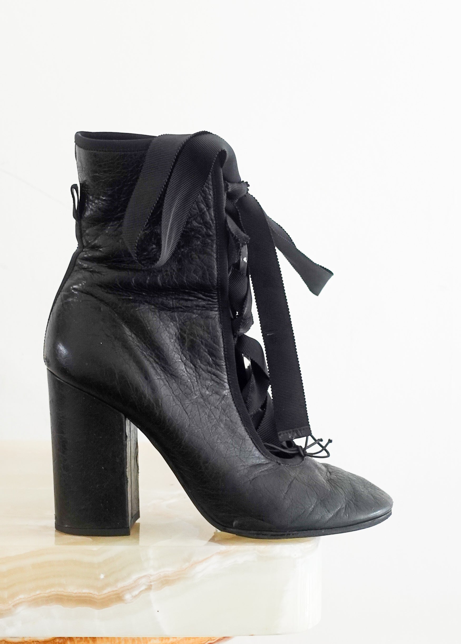 Crinkle leather ankle boots RRP £600