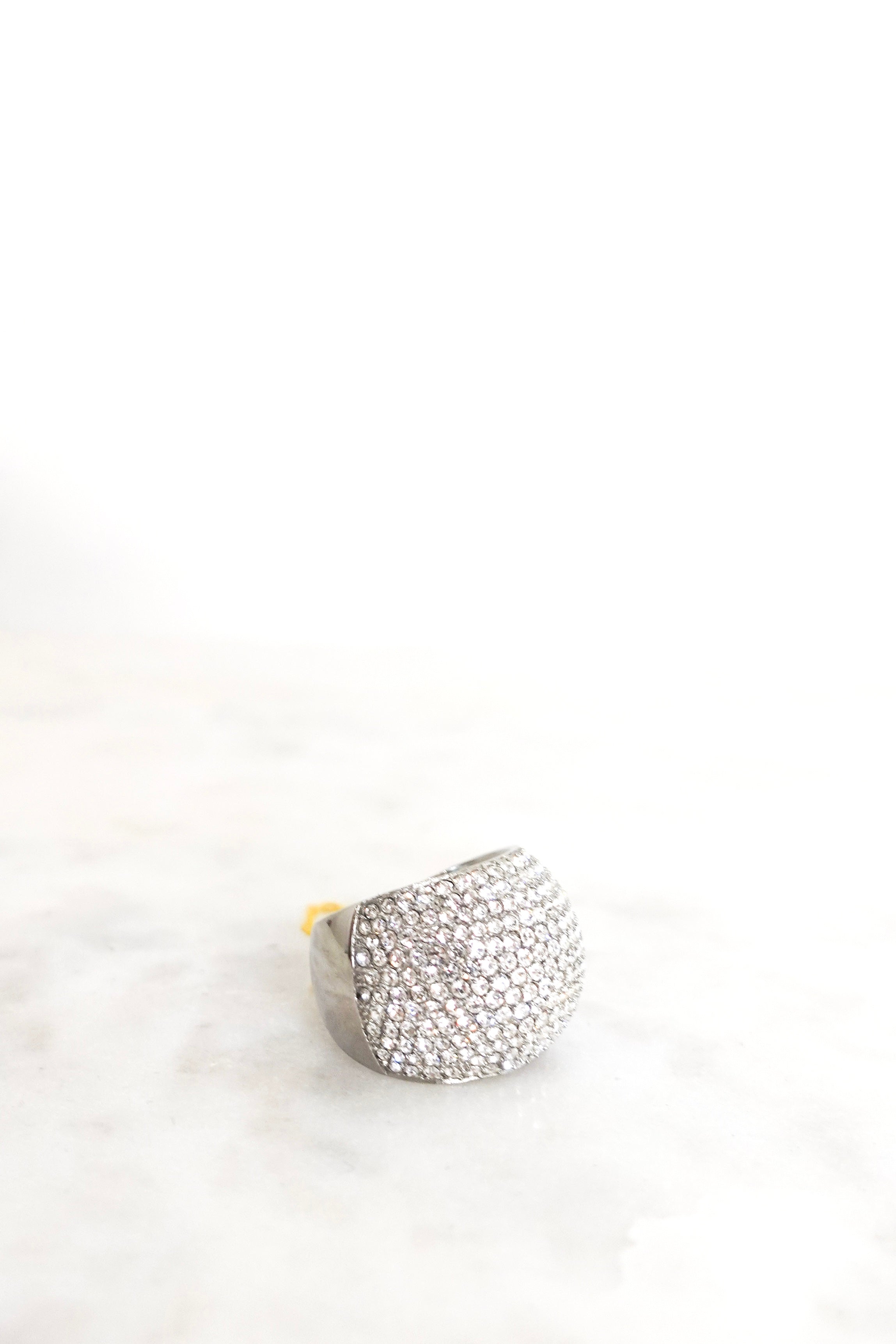 White metal gem embellished ring