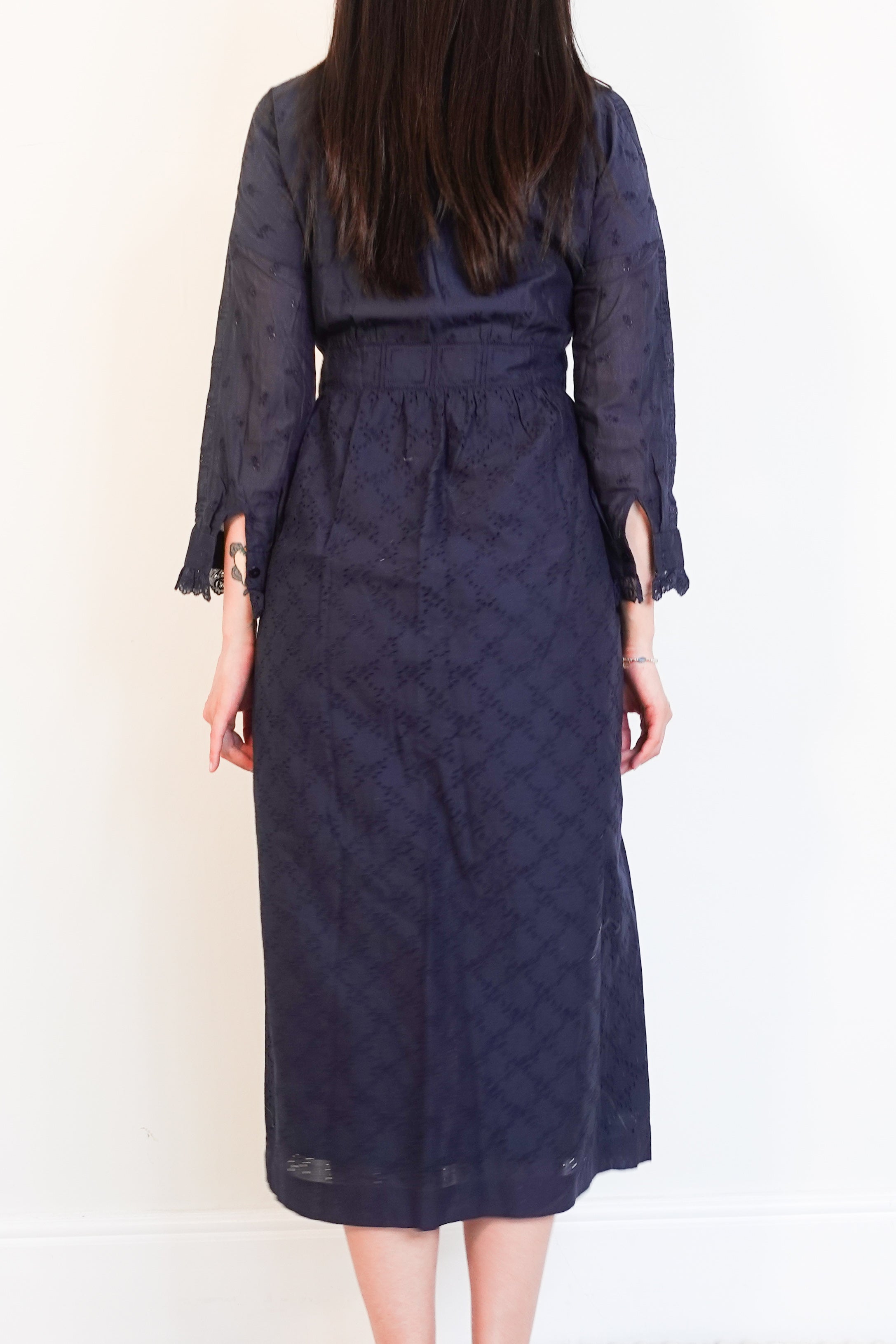 Navy cotton midi dress