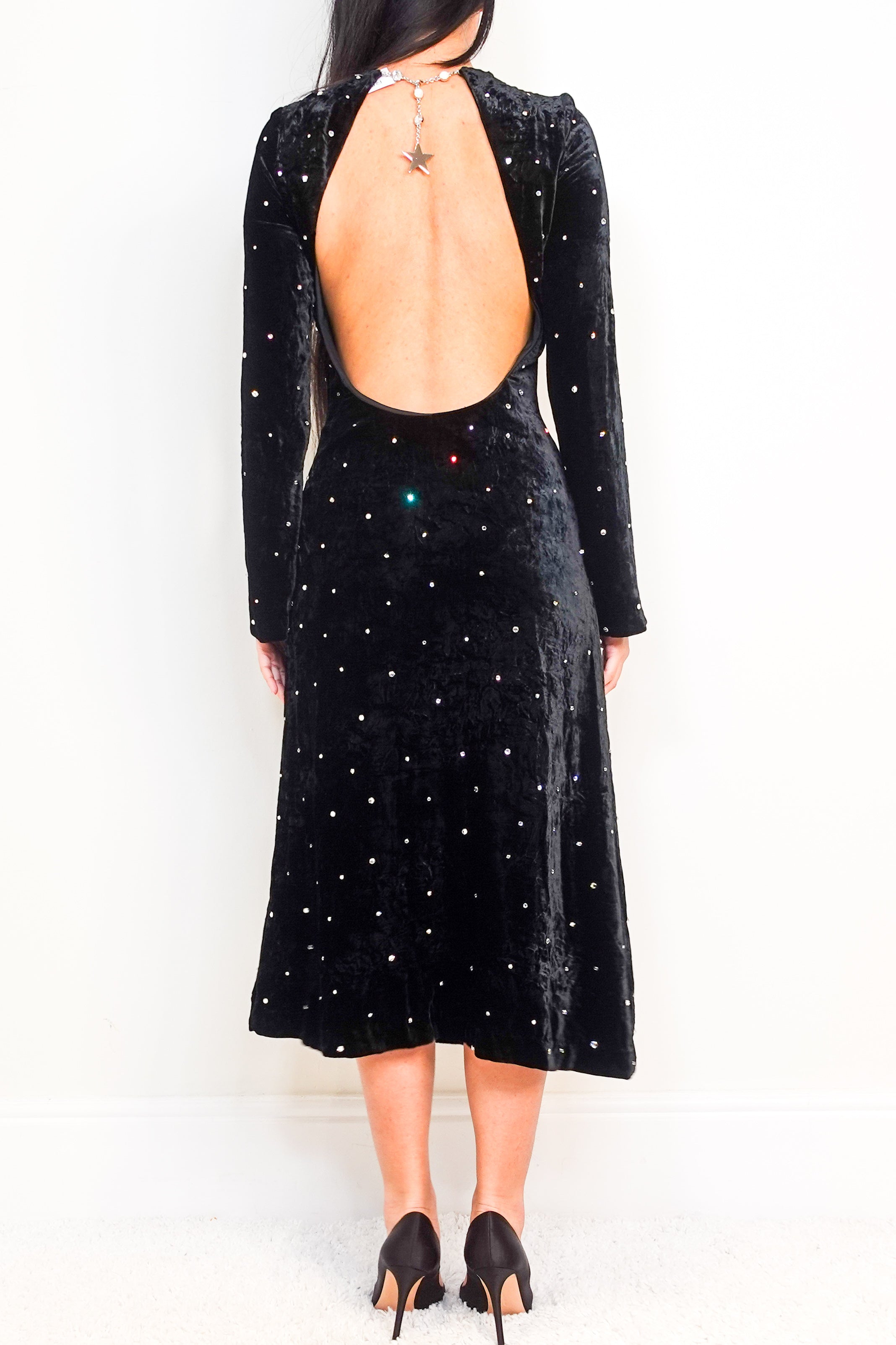 Velvet black maxi dress RRP £1.7K