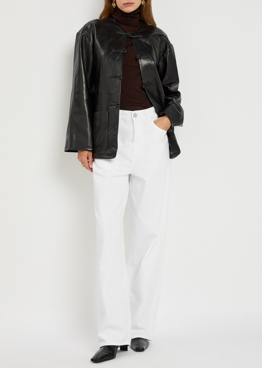 NEW Róhe Mandarin Closure Leather Jacket in Black (RRP £840) | Authentic Preloved