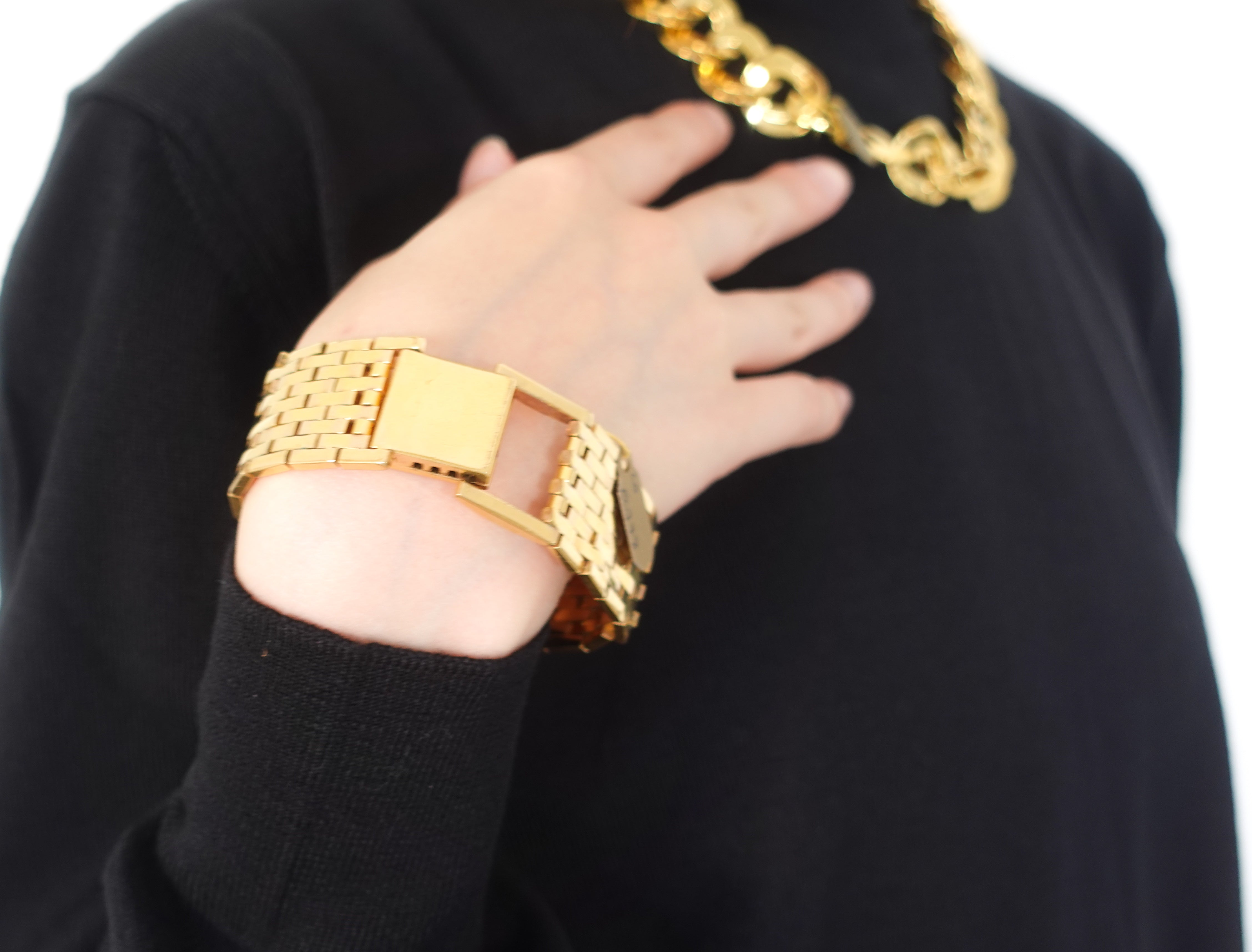 Gold plated heavy flat bracelet