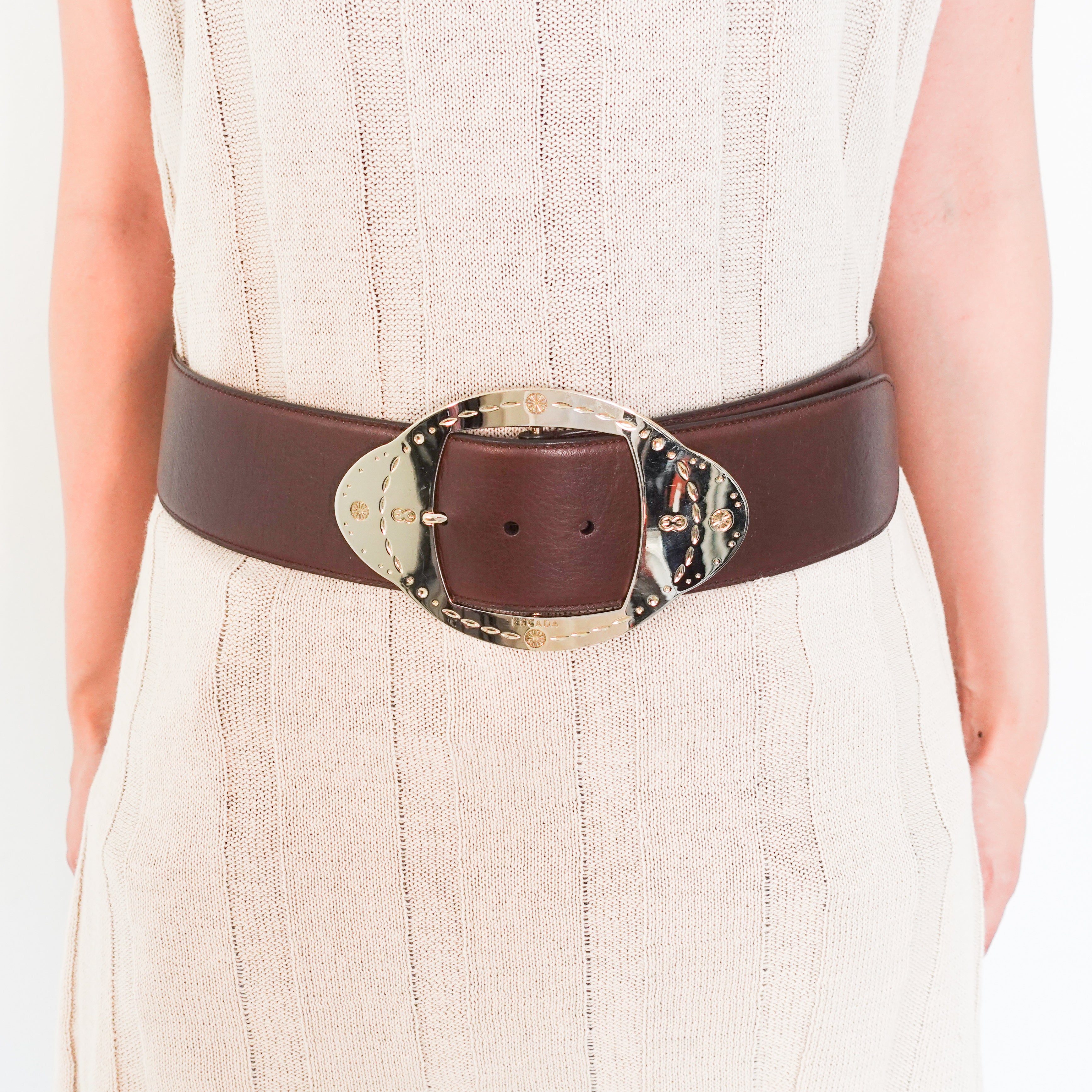 brown belt with gold buckle RRP £200