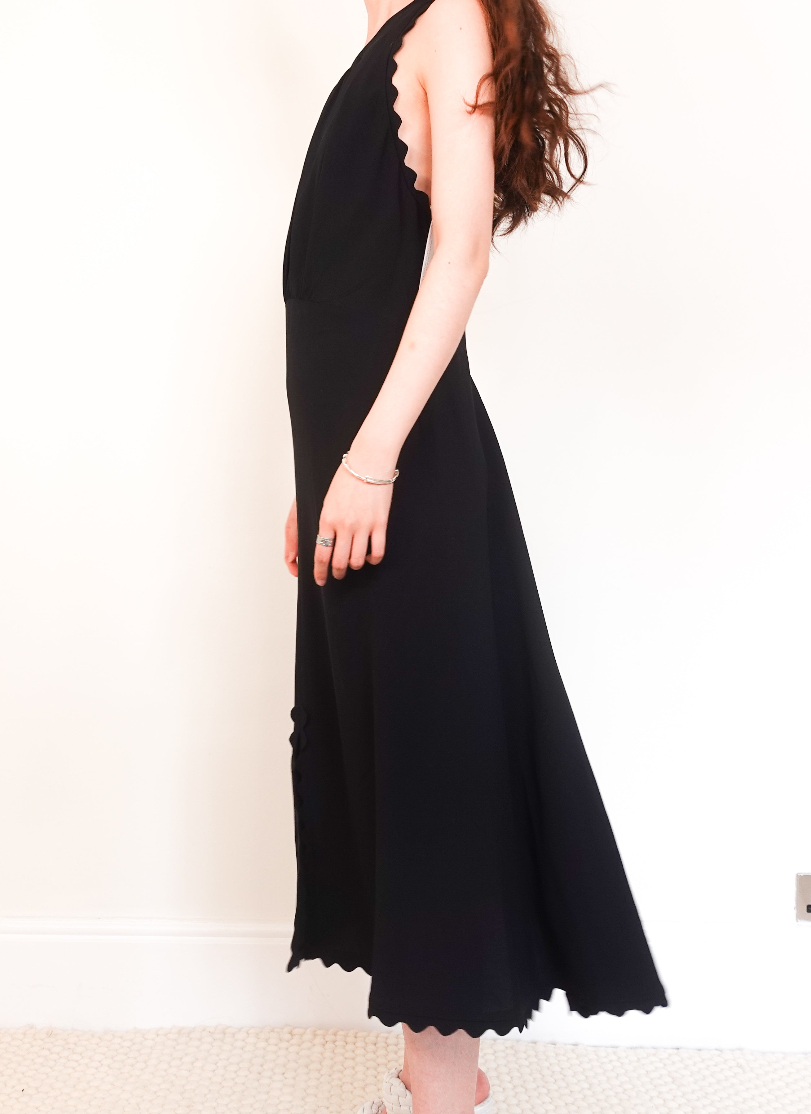 Black scalloped midi dress RRP £1.5k