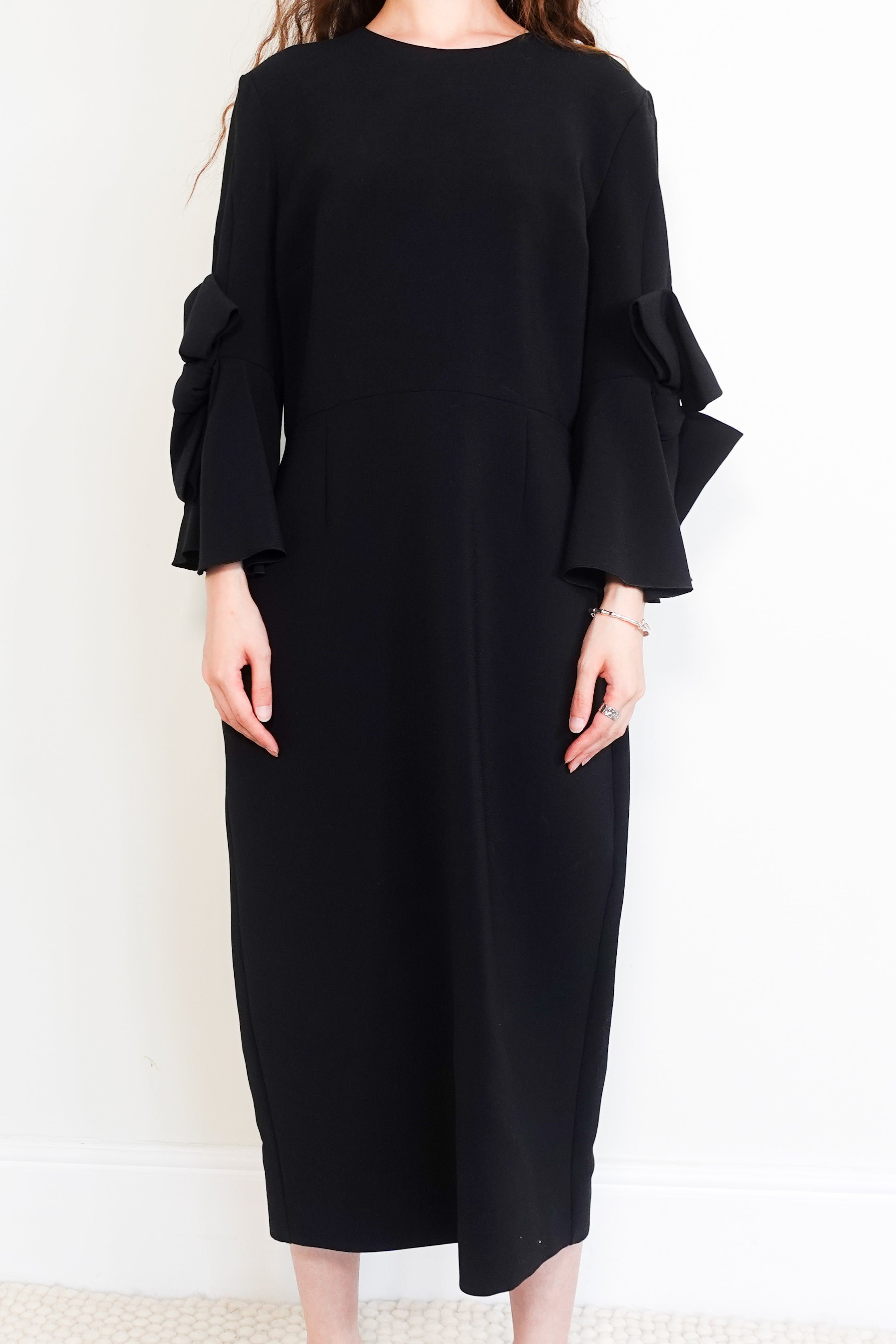 Black crepe midi dress RRP £1.2k