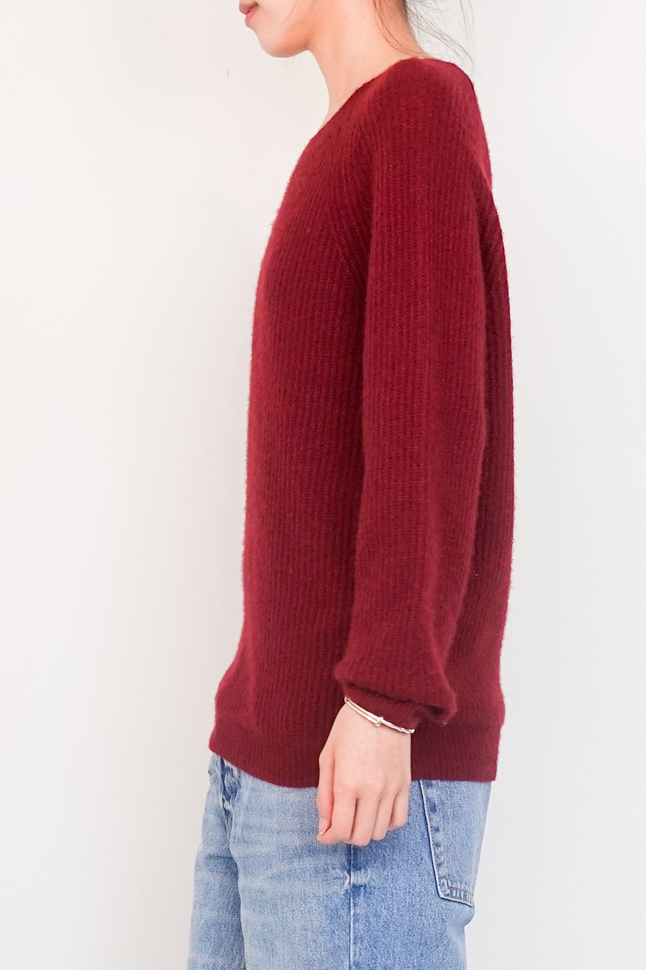 Burgundy knitted jumper cashmere