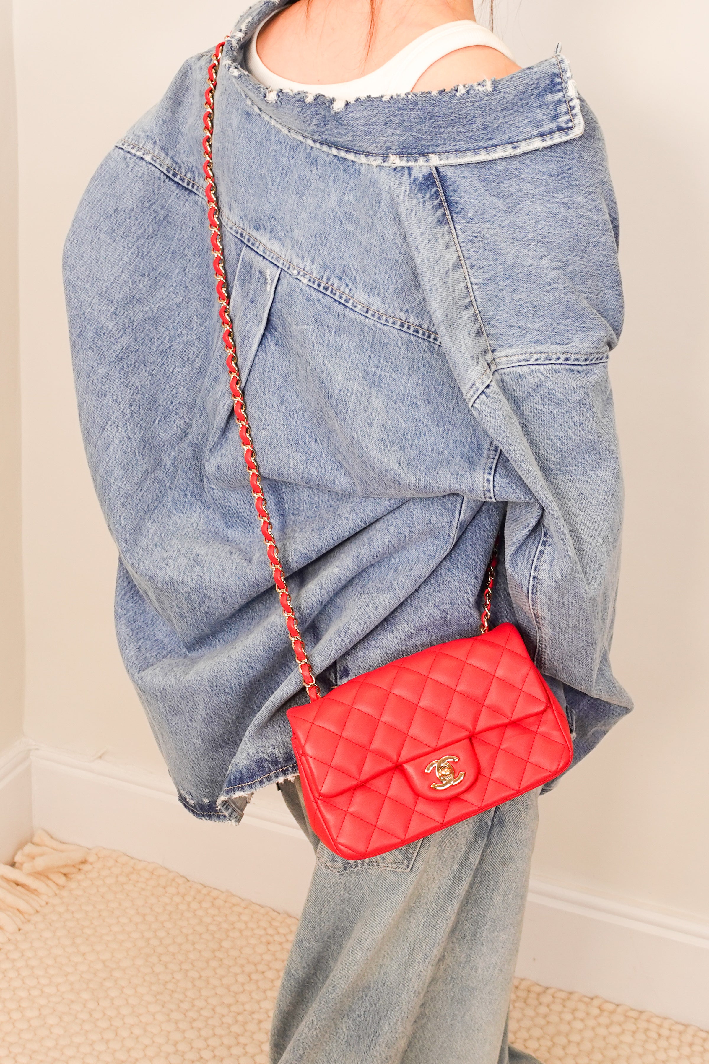 Red mini flap bag RRP £4550