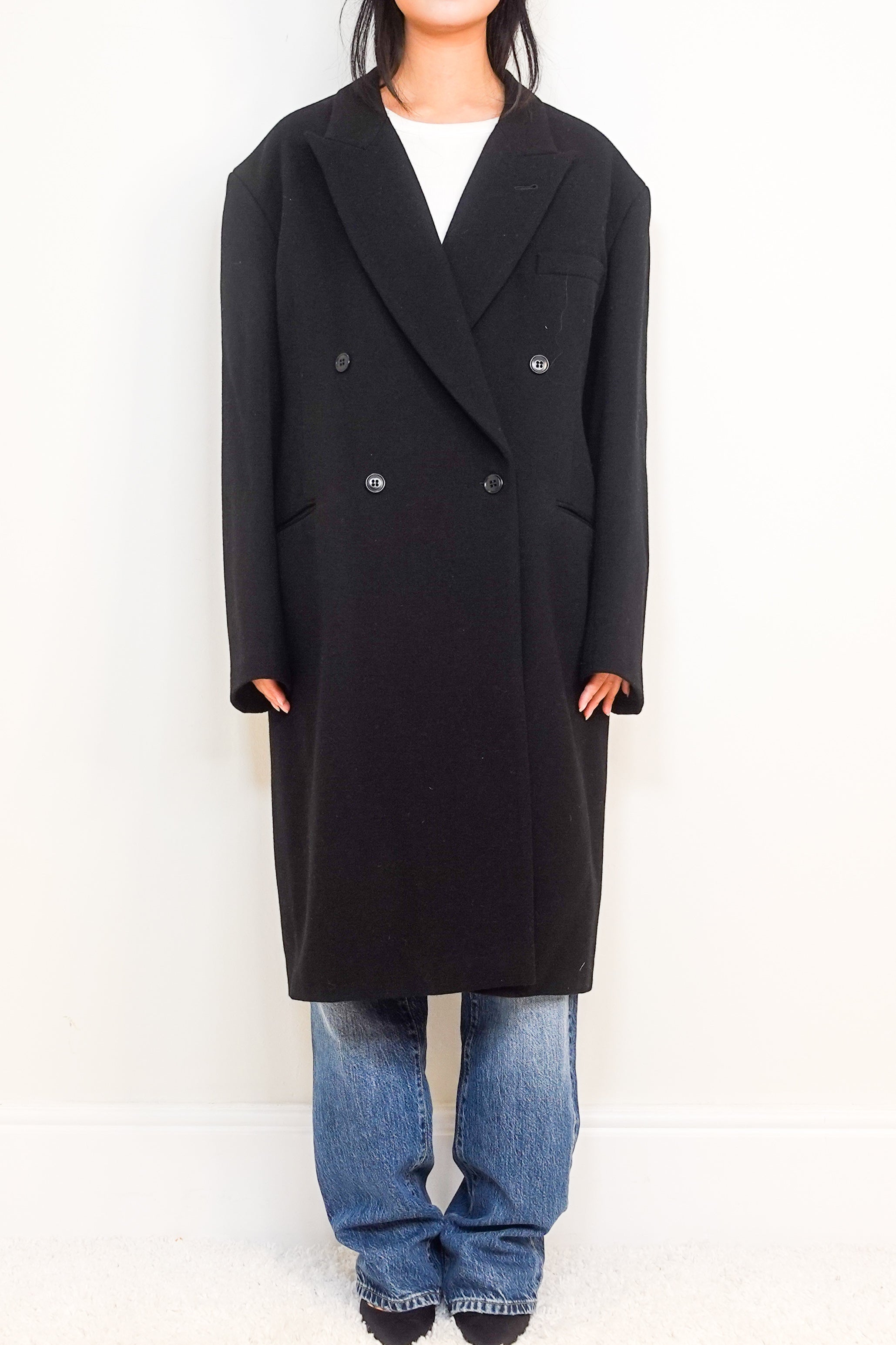 NEW Black Wool Belted Tuxedo coat RRP £500