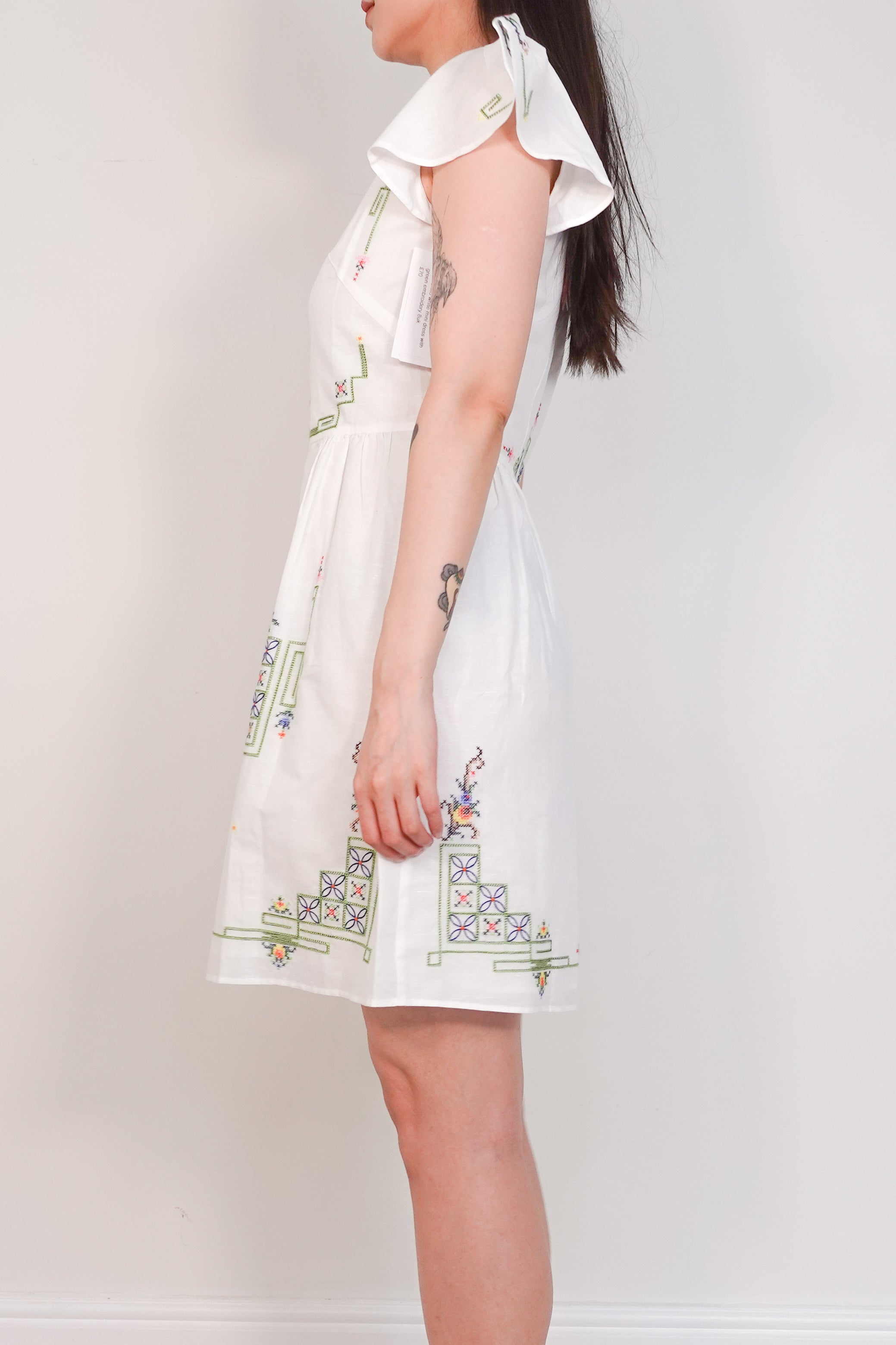 White mini embroidered dress