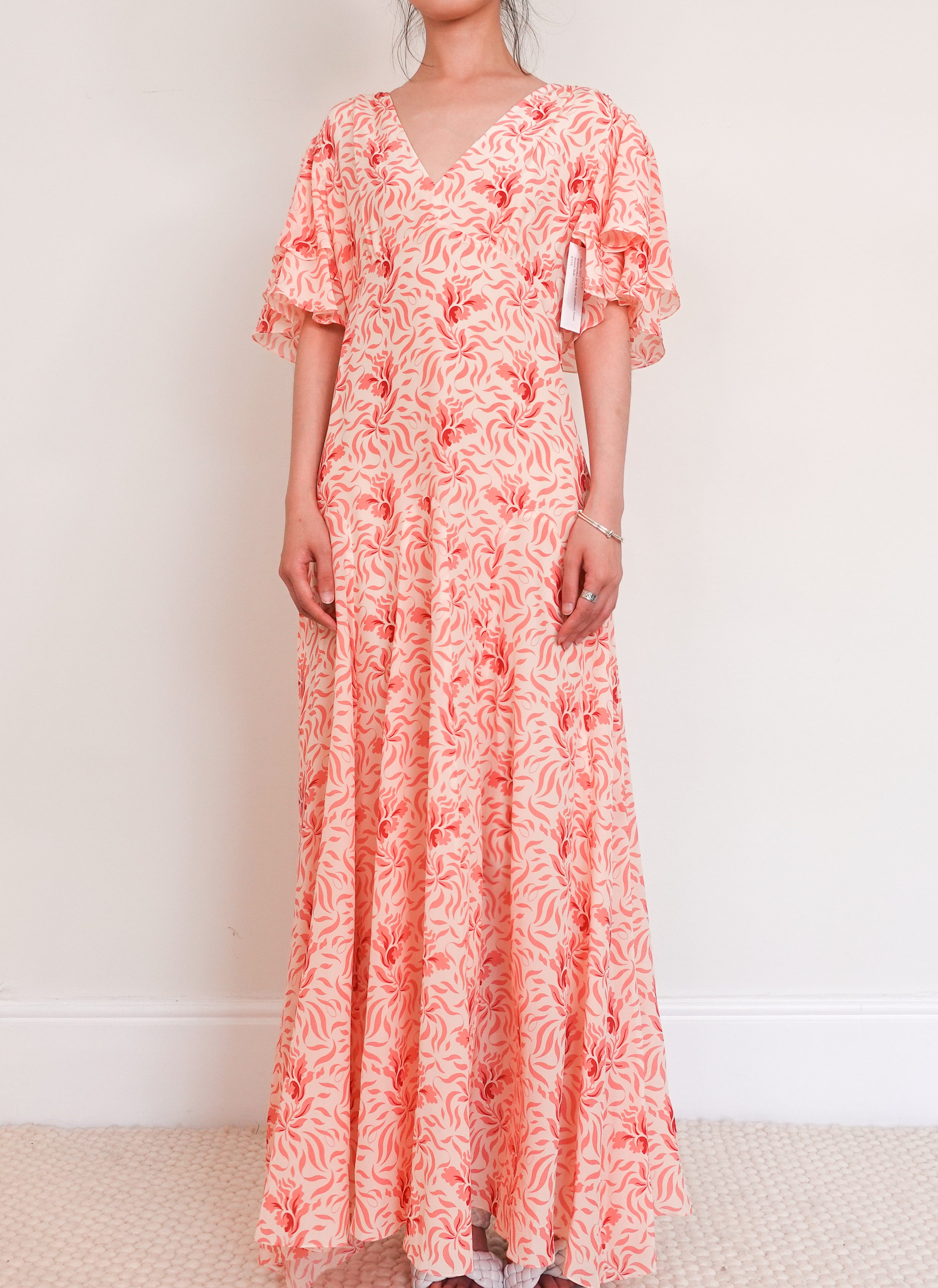 Pink floral maxi dress