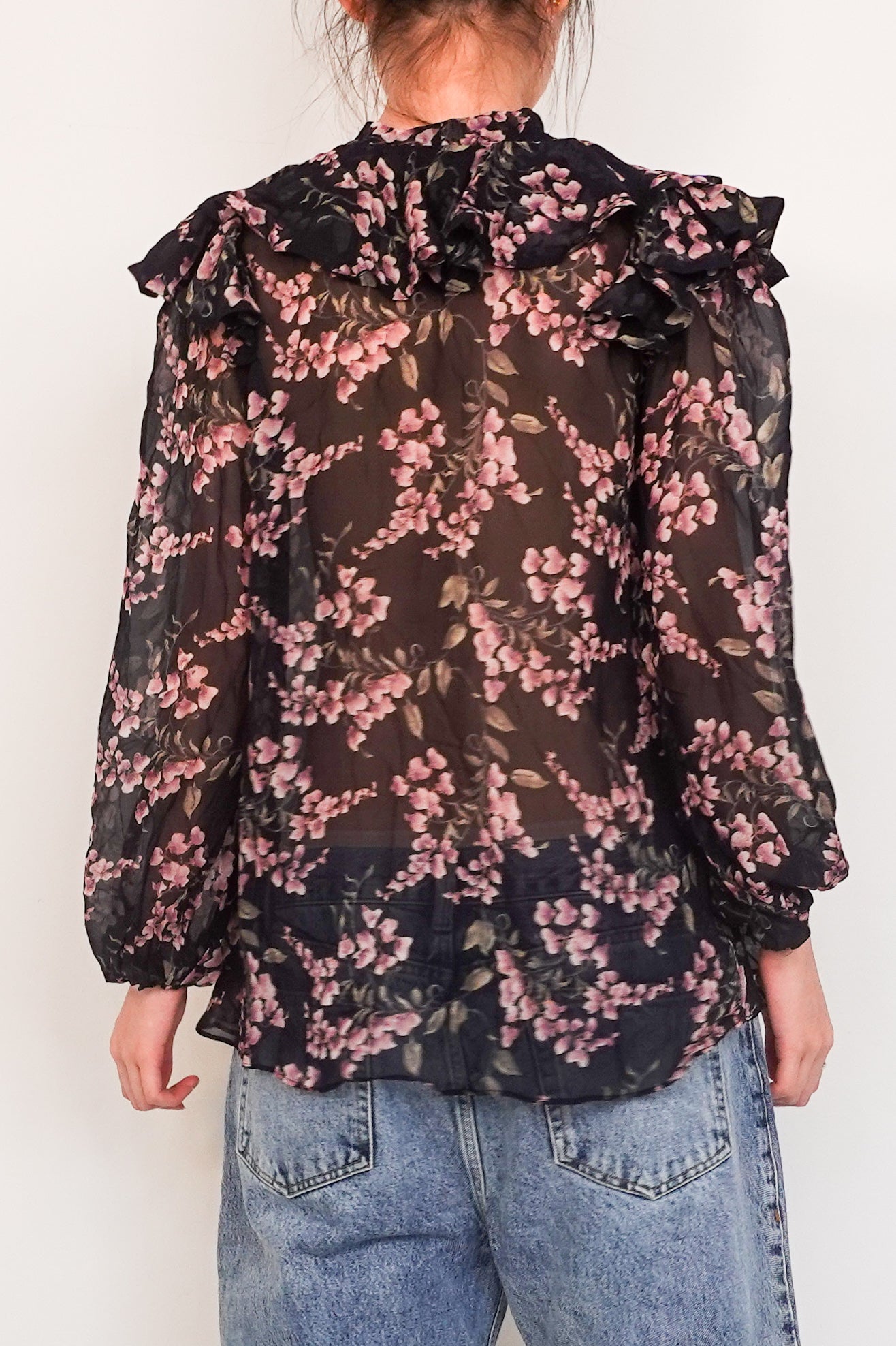 floral  blouse with tie detailing RRP £350