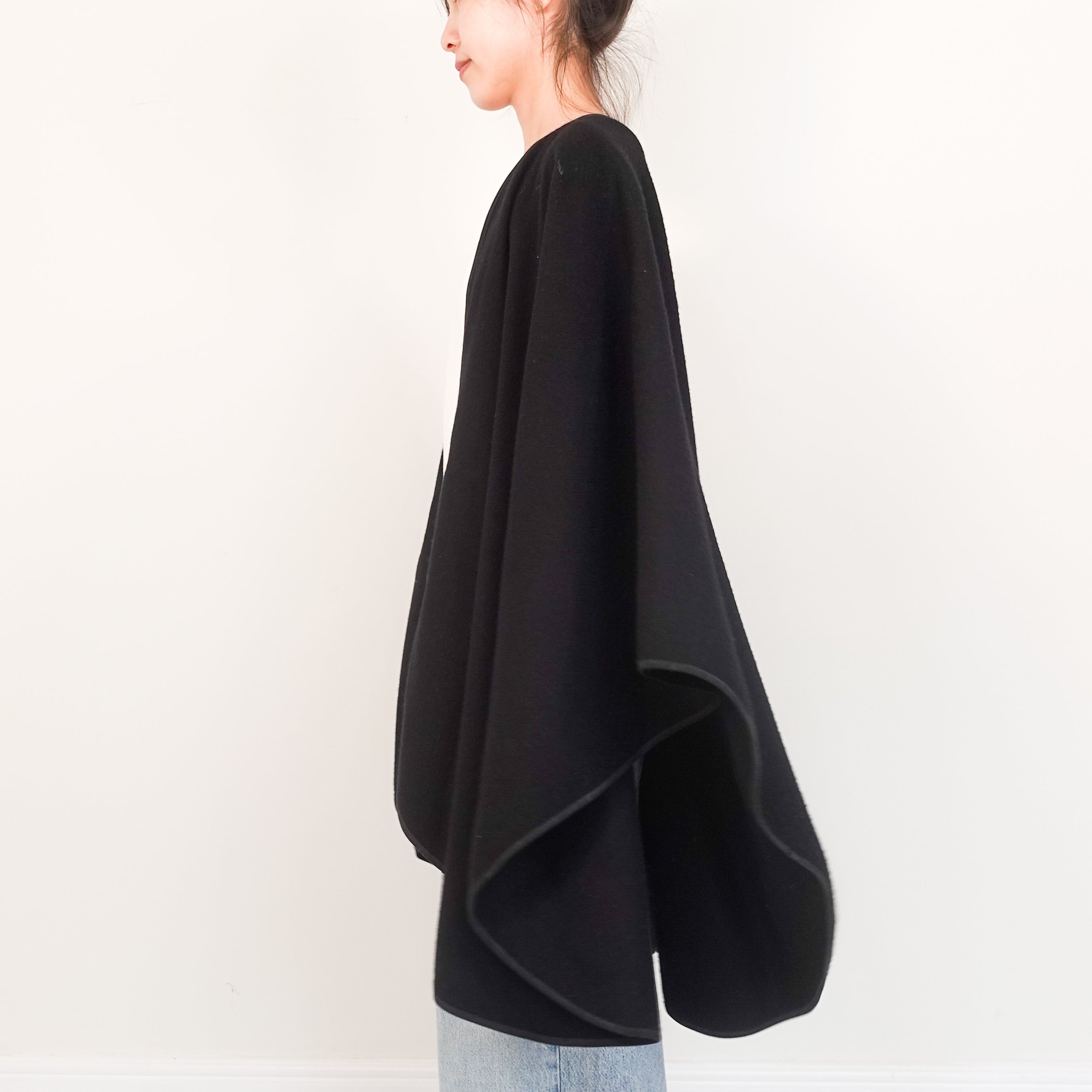 Black cashmere cape