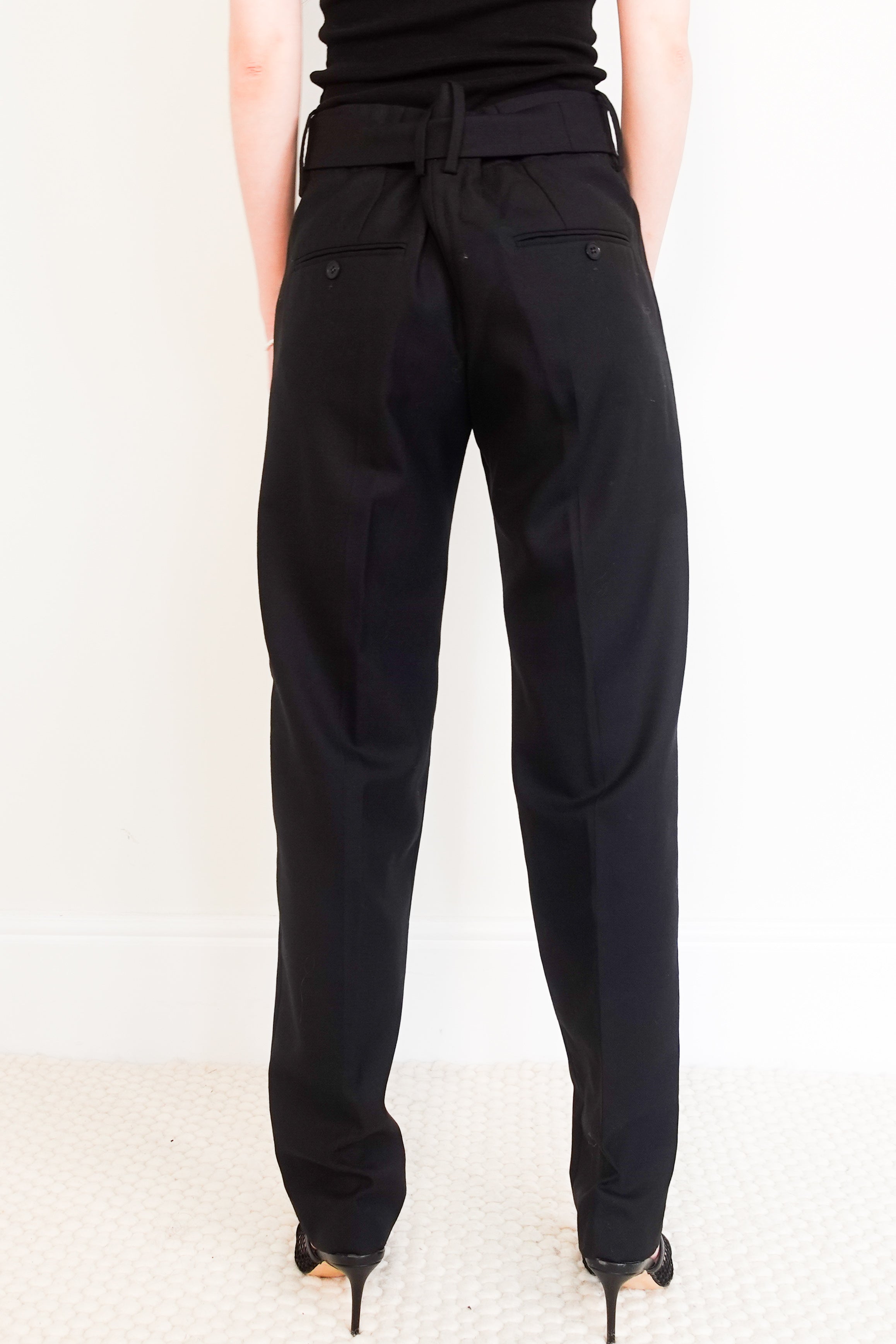 High waisted belted wool trousers RRP £550