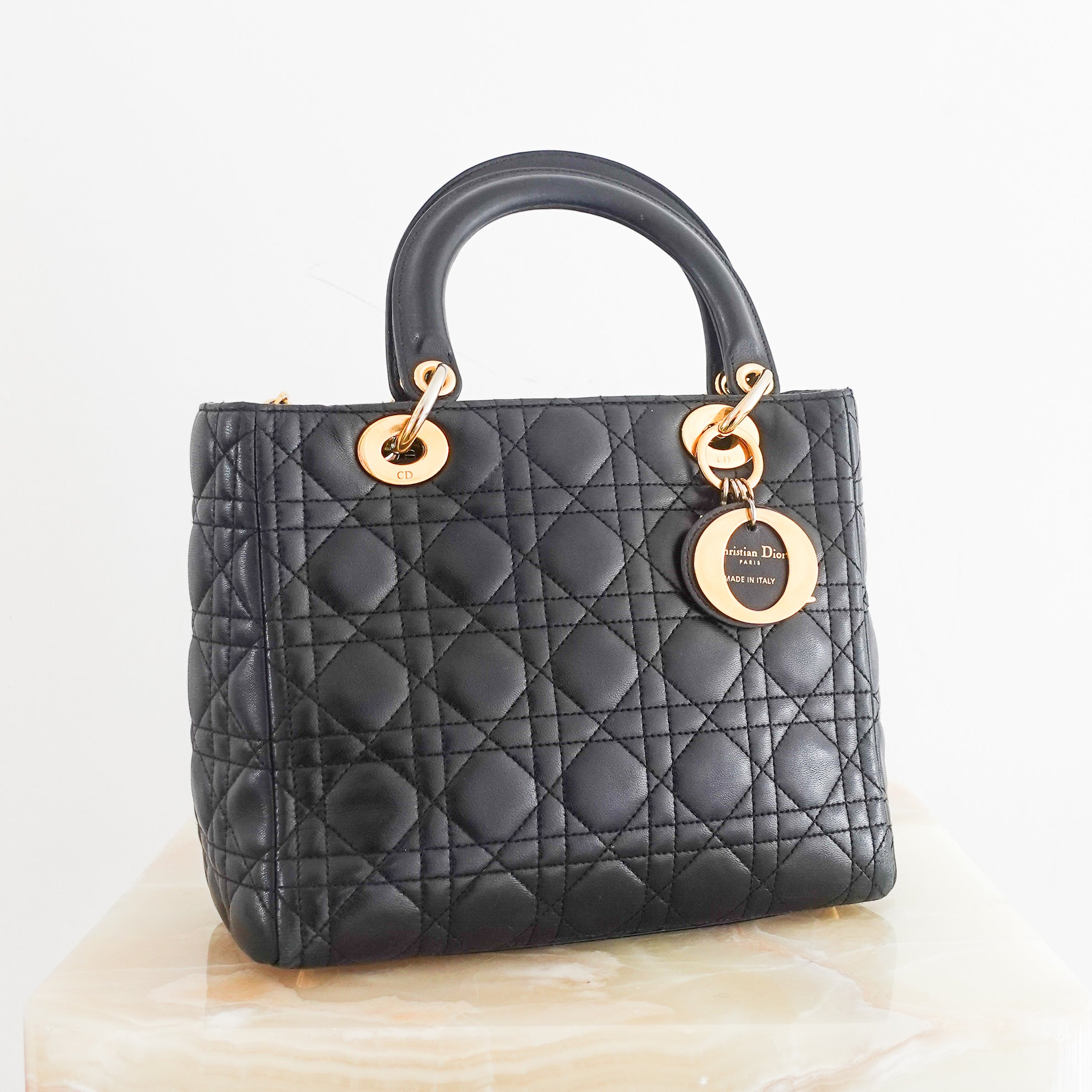 Black large lambskin cannage lady dior RRP £4600