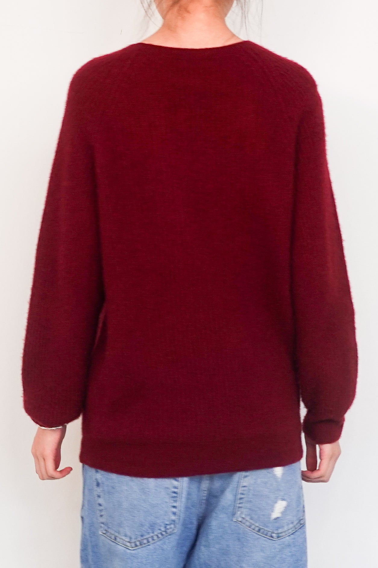 Burgundy knitted jumper cashmere