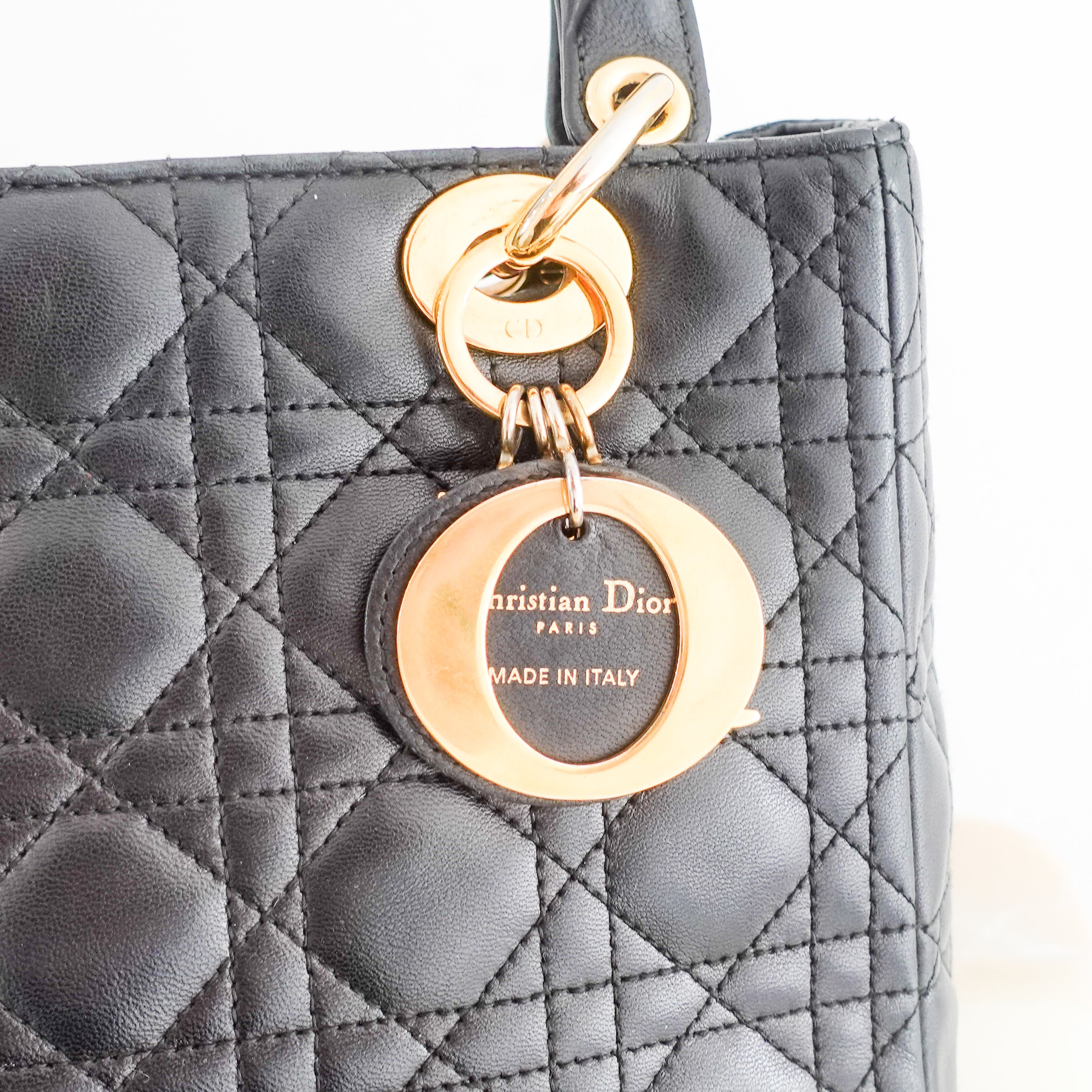 Black large lambskin cannage lady dior RRP £4600