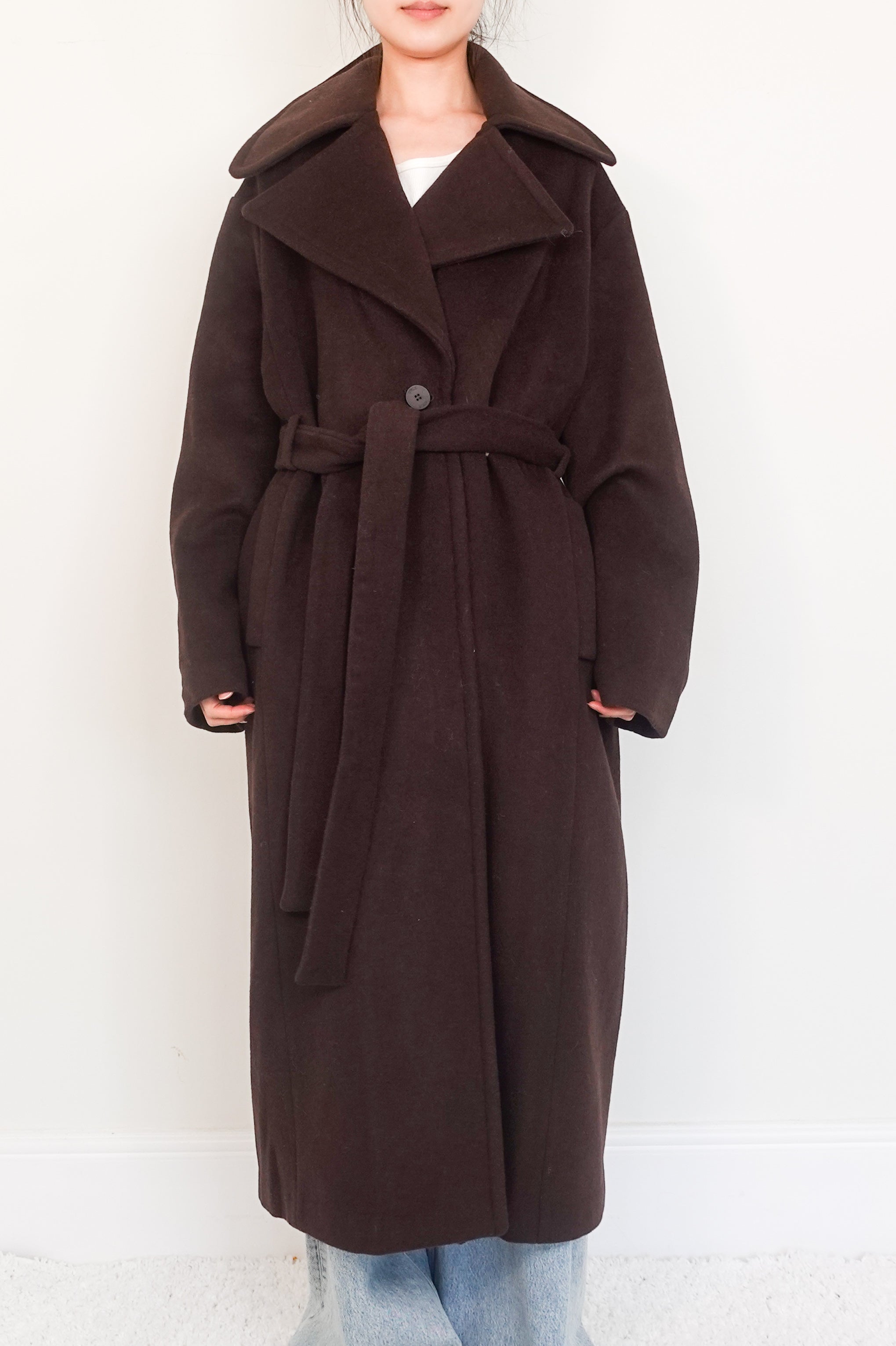 Chocolate brown Wool long line coat RRP £1,200