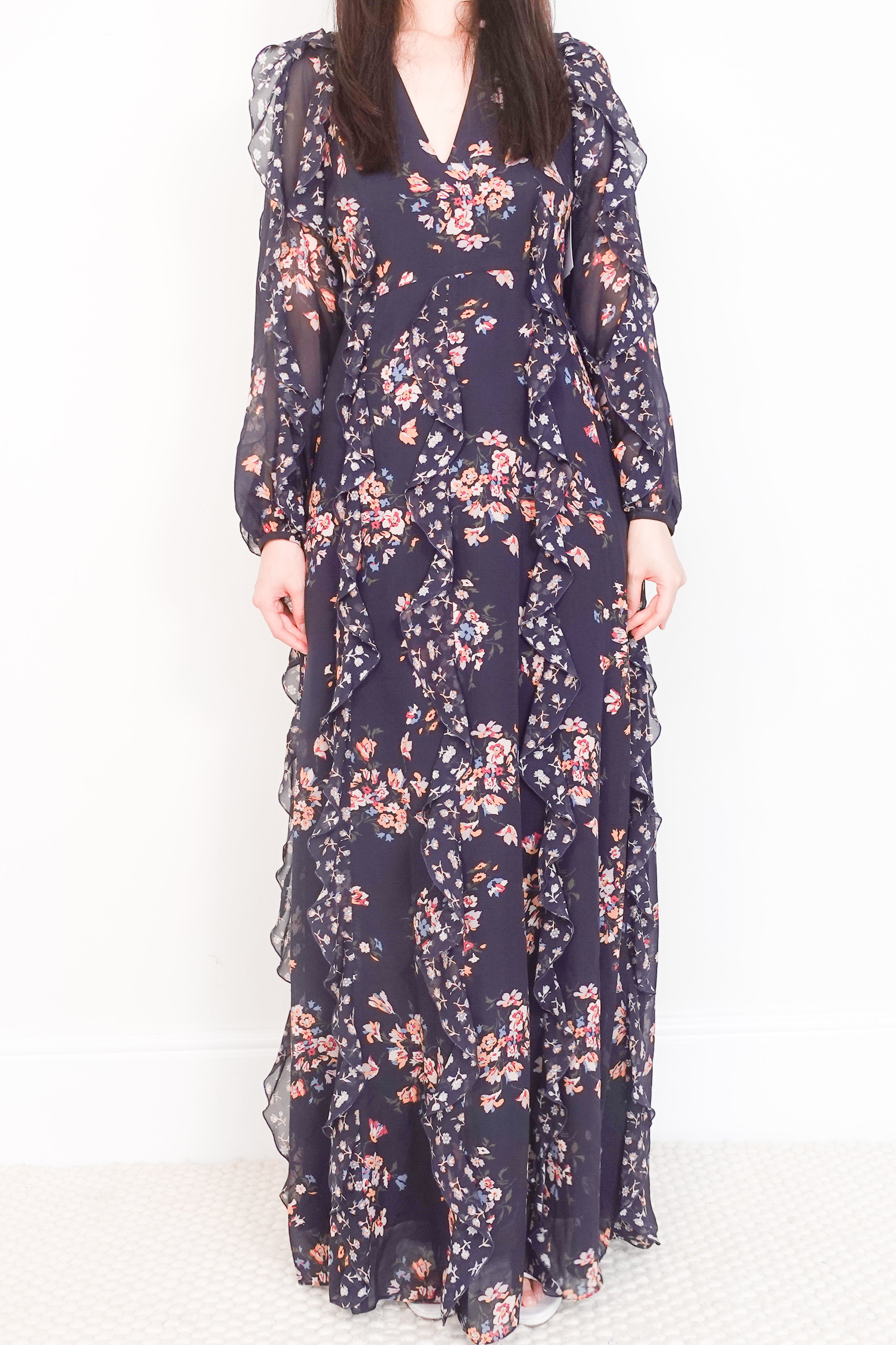 Black floral maxi dress RRP £450