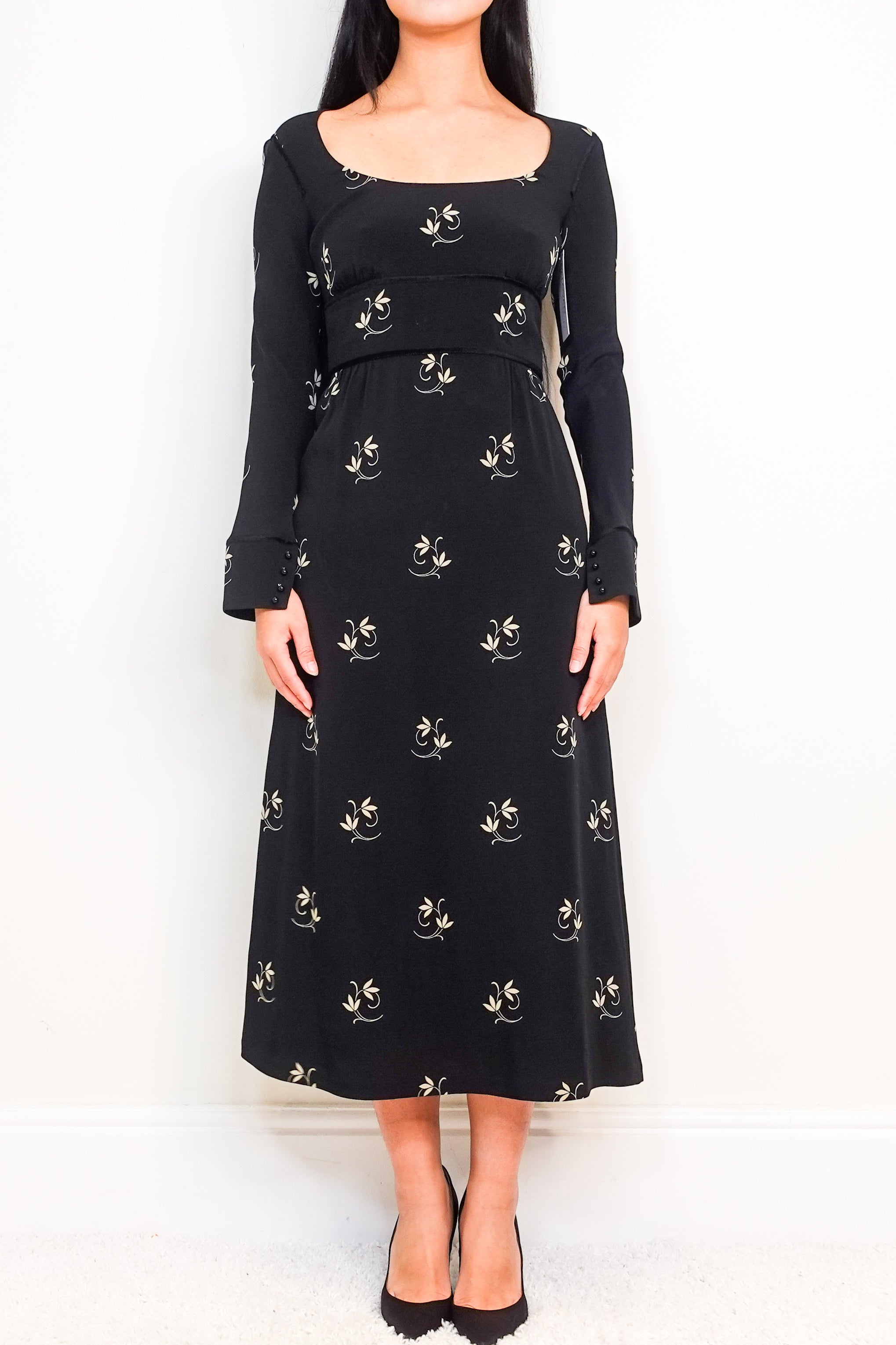 Black floral midi dress RRP £150