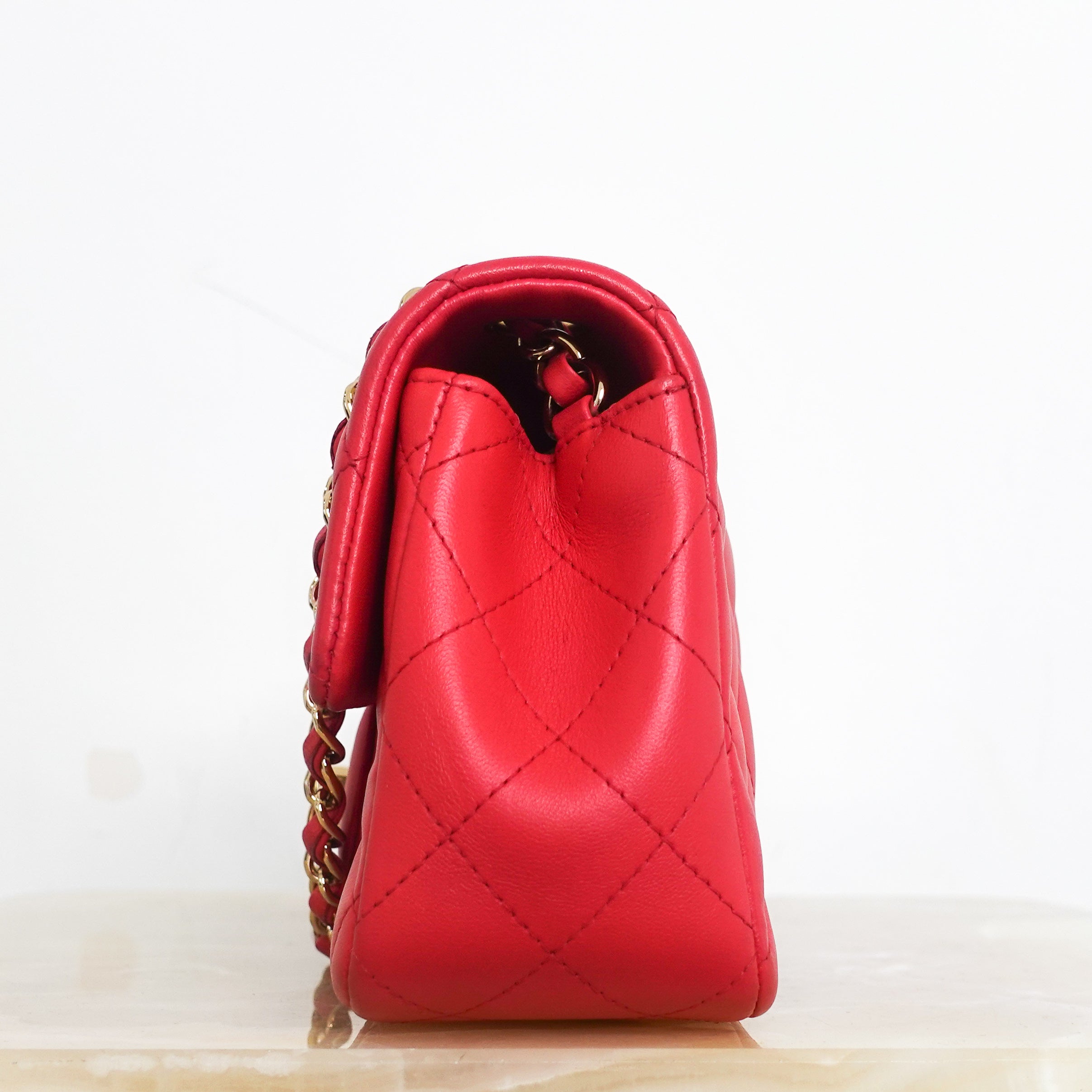 Red mini flap bag RRP £4550