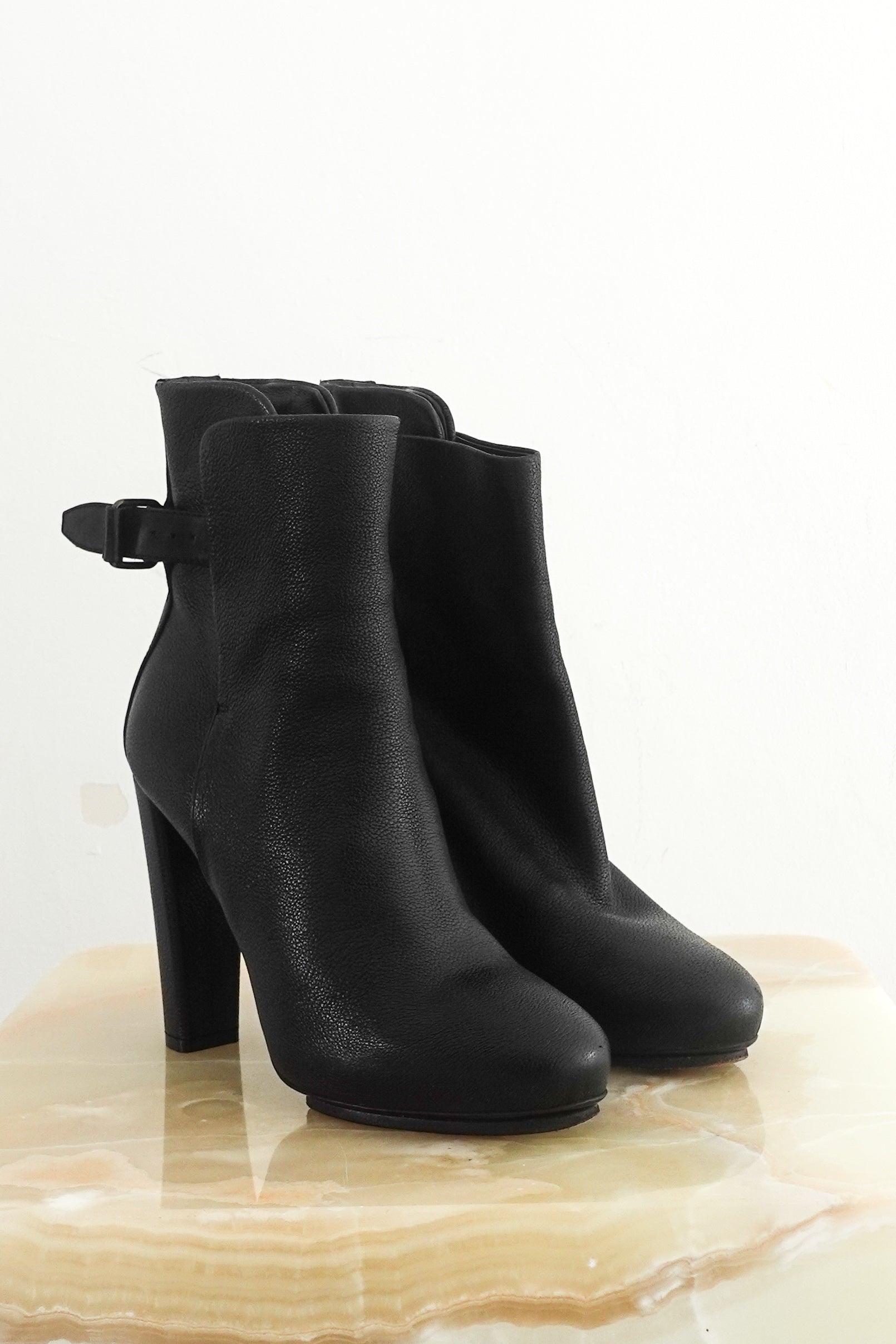 Black leather heeled boots RRP £225