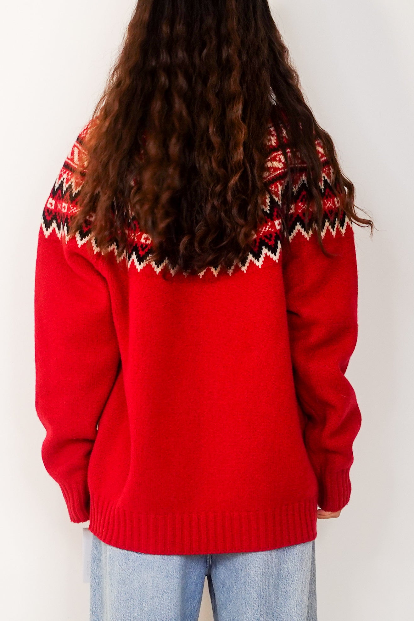 Red decorative knit wool sweater RRP £1k